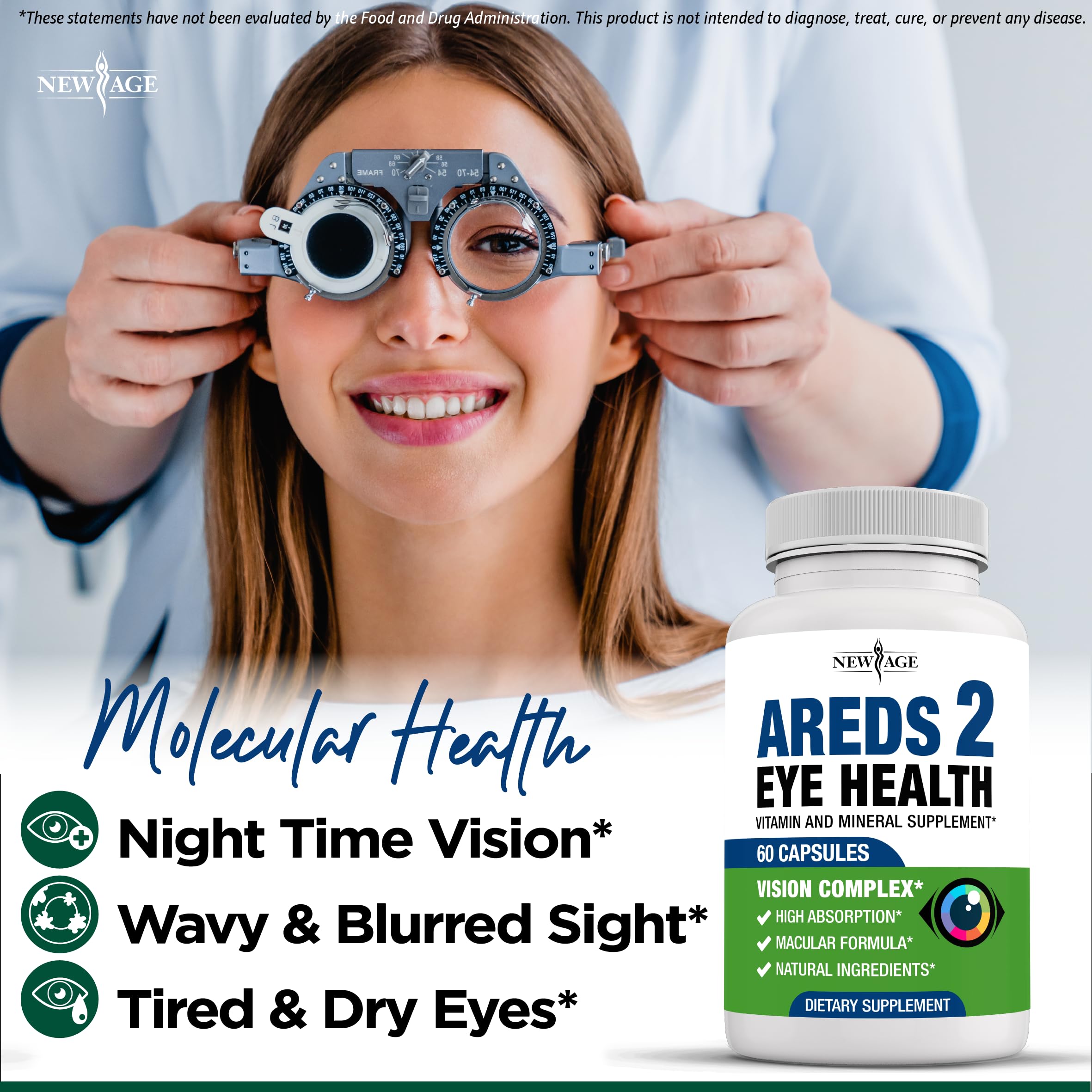 NEW AGE AREDS 2 Eye Vitamins – Lutein, Zeaxanthin, Bilberry & Astaxanthin – 180 Count