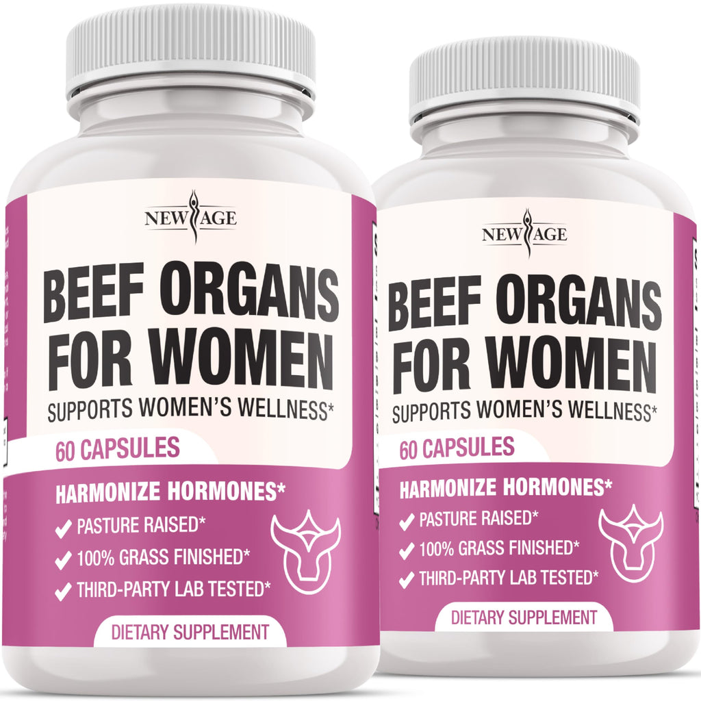 New Age Beef Organ Supplement for Women – Grass-Fed Liver, Kidney, Heart & Uterus Tissue | 120 Capsules