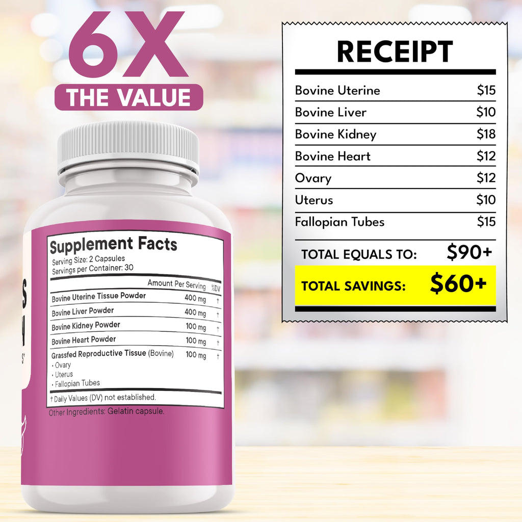 NEW AGE Beef Organ Supplement for Women - Grass-Fed, Pasture Raised - 60 Capsules