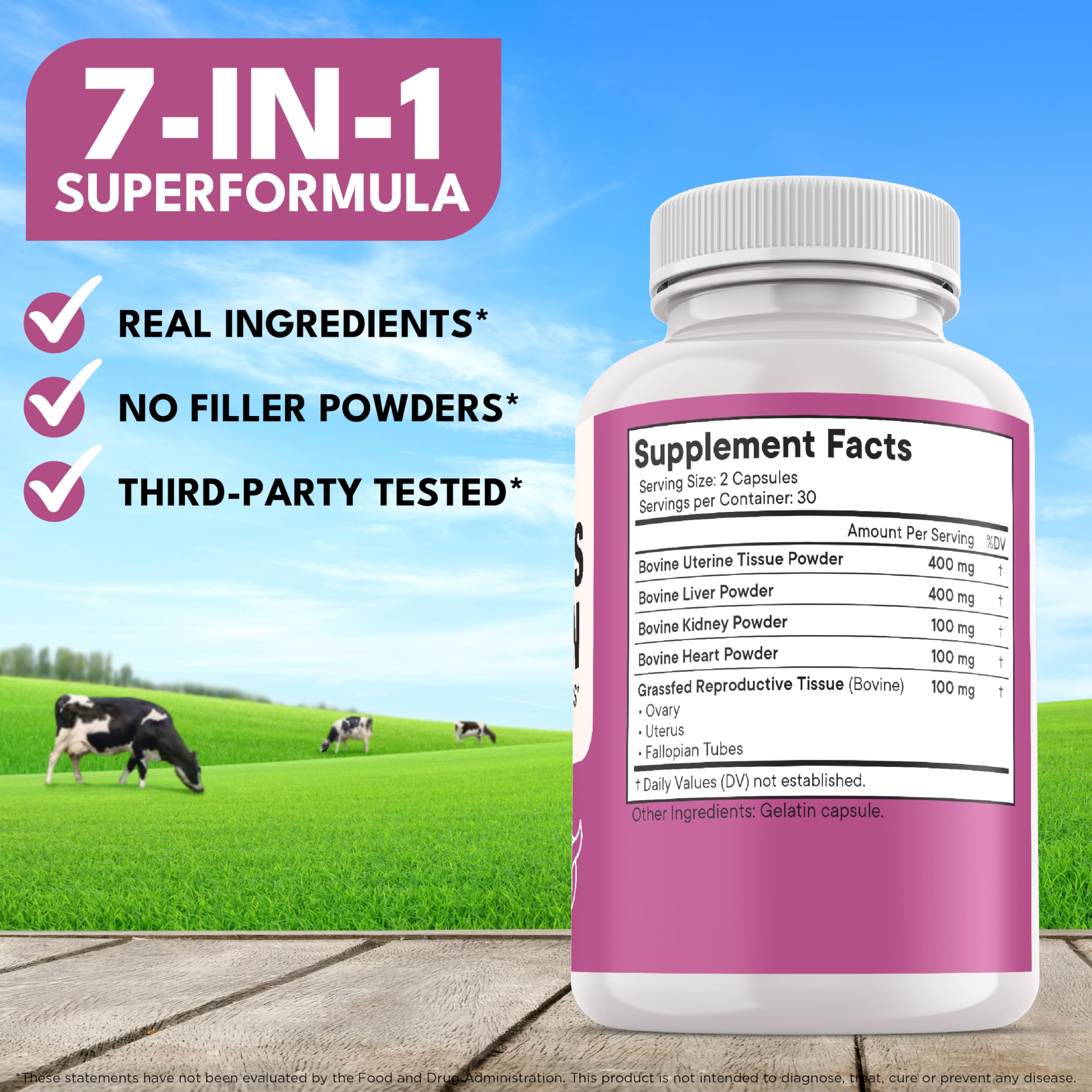 NEW AGE Beef Organ Supplement for Women - Grass-Fed, Pasture Raised - 60 Capsules