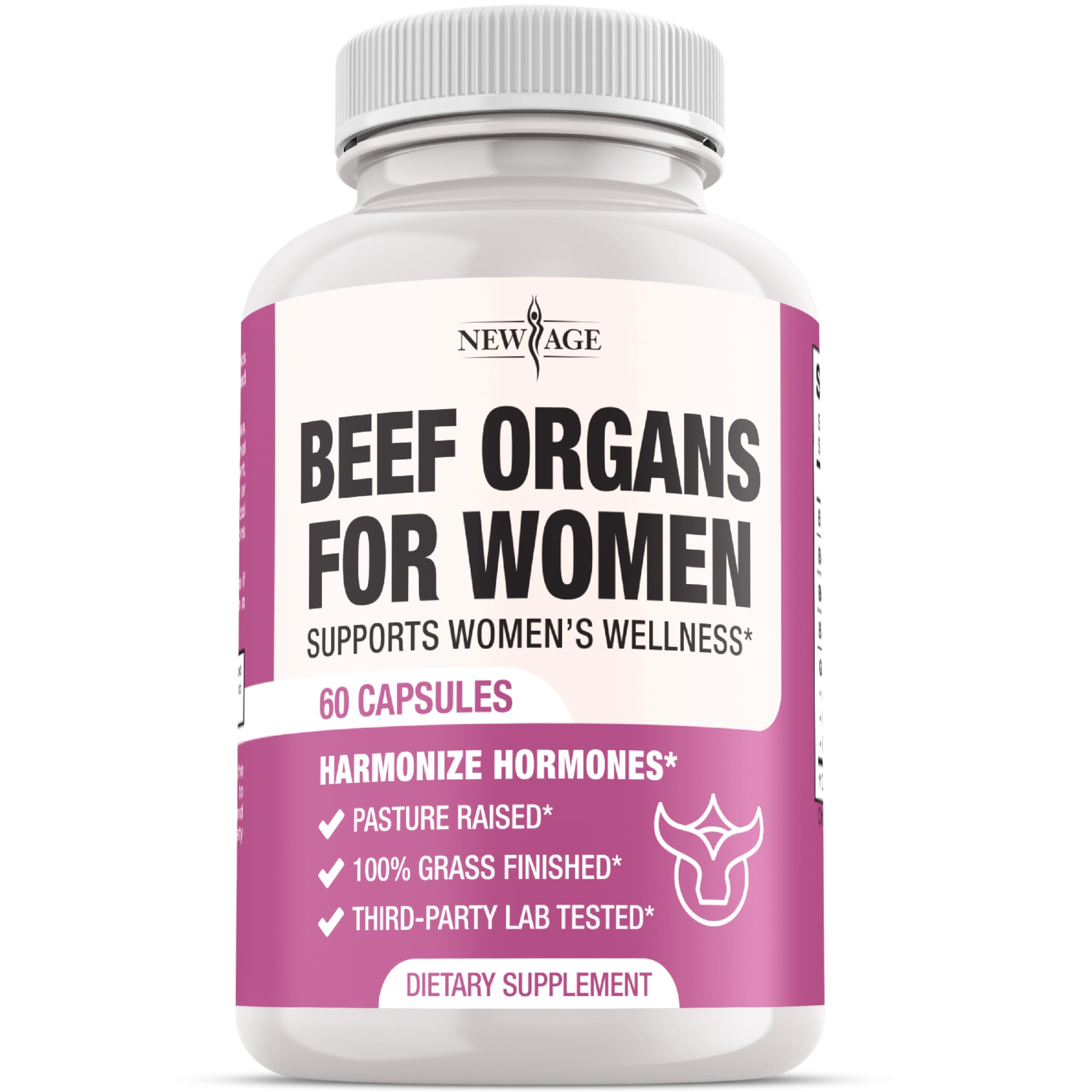 NEW AGE Beef Organ Supplement for Women - Grass-Fed, Pasture Raised - 60 Capsules