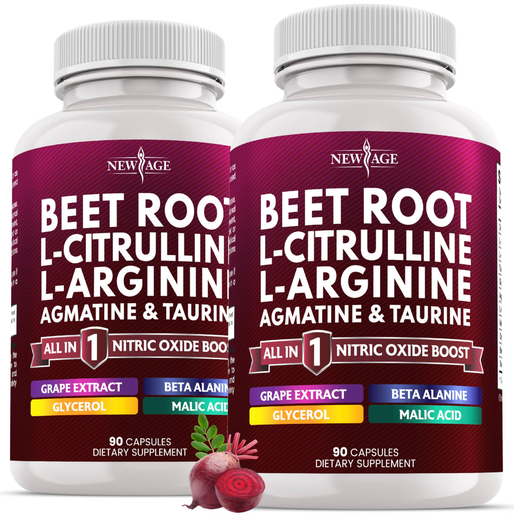 NEW AGE Beet Root Capsules | NO2 Blend with L-Arginine & L-Citrulline | 180 Vegan Capsules