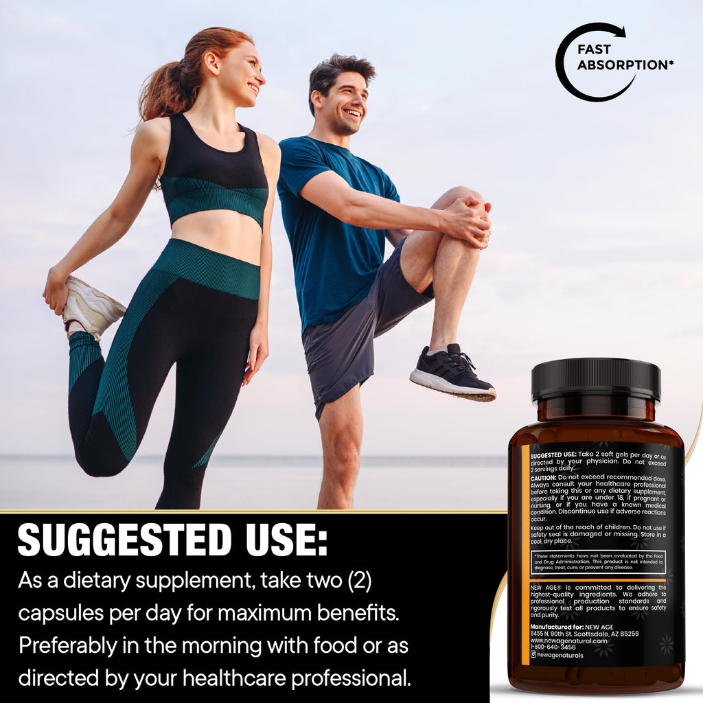 NEW AGE Black Seed Oil Softgel Capsules - Cold-Pressed Nigella Sativa, Non-GMO & Vegetarian (120 Softgels)