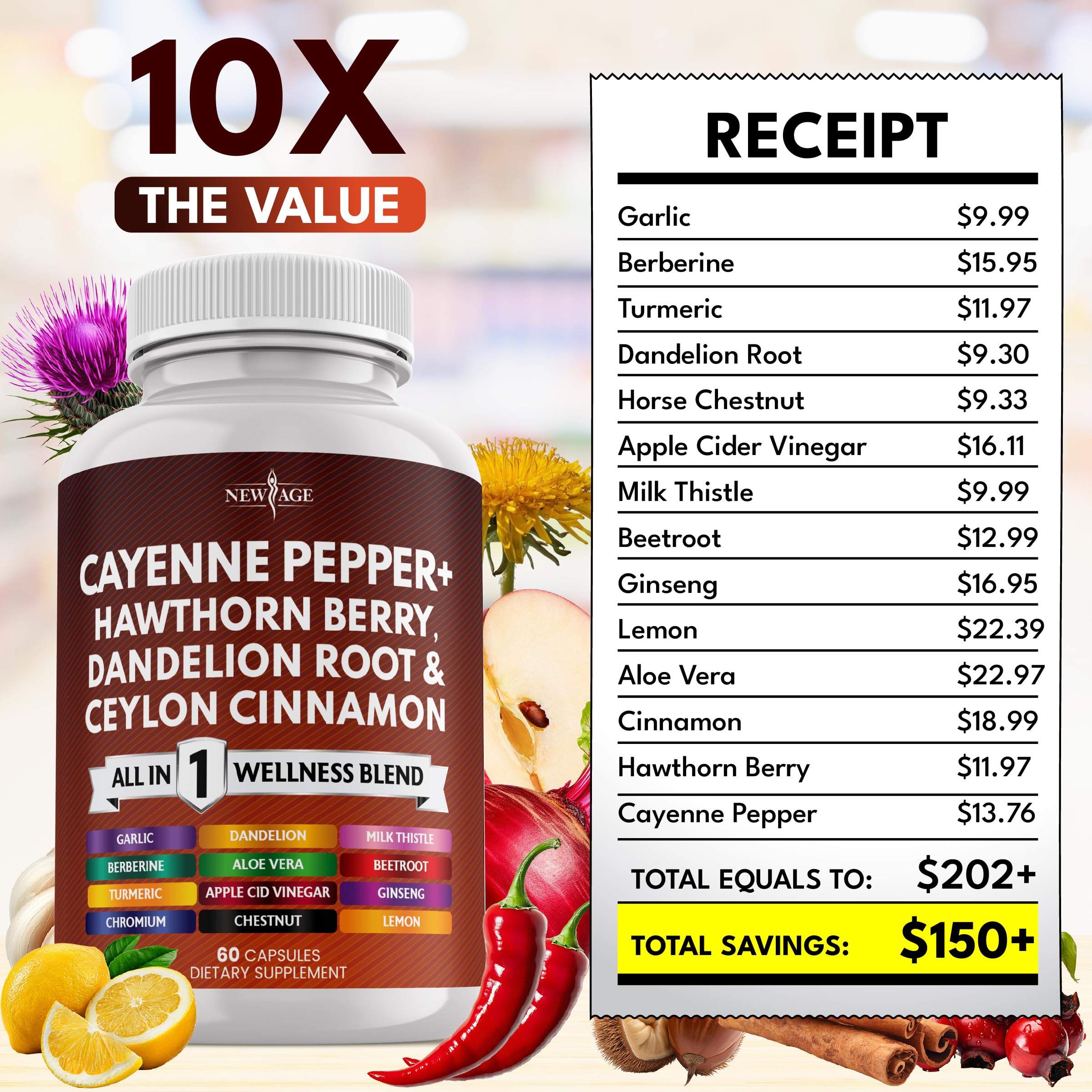 New Age Cayenne Pepper Capsules with Hawthorn Berry – 180 Count