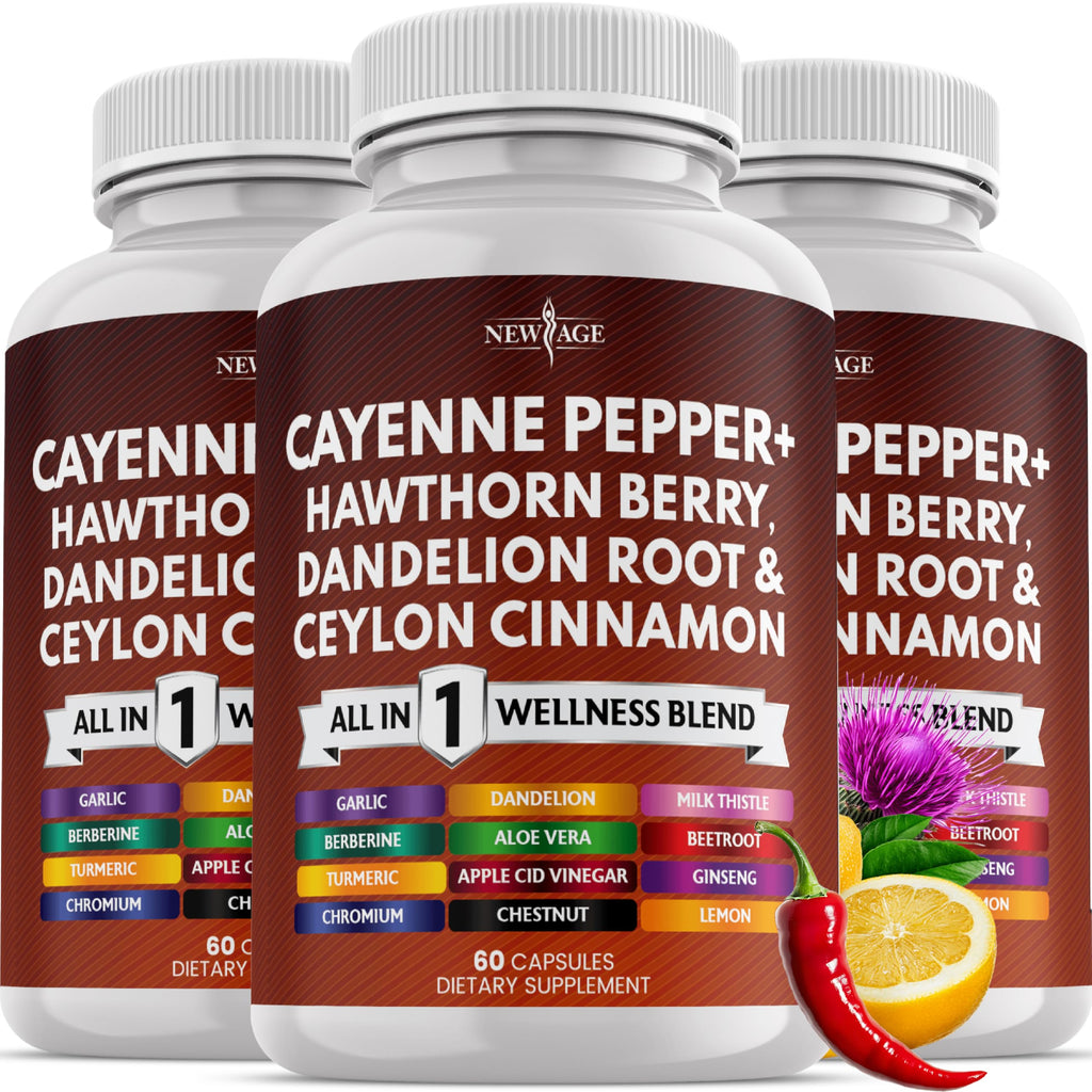New Age Cayenne Pepper Capsules with Hawthorn Berry – 180 Count