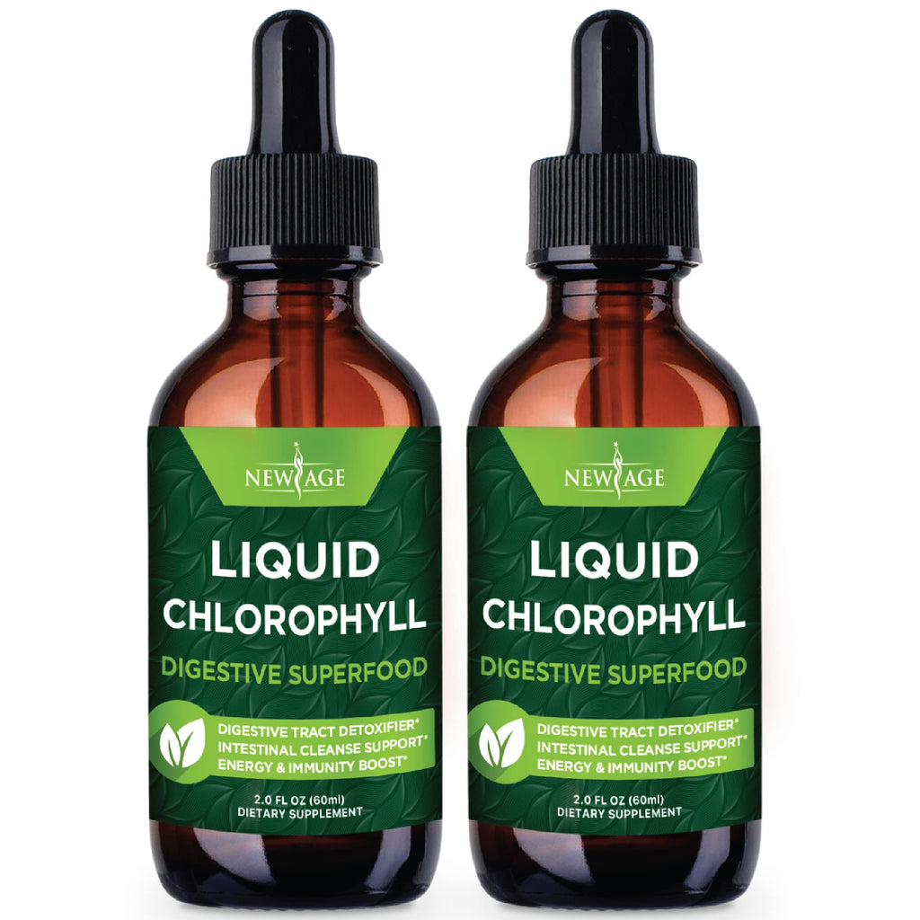 NEW AGE Chlorophyll Liquid Drops – Energy Booster, Digestion & Immune Support (2 Pack)