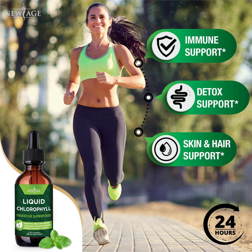NEW AGE Chlorophyll Liquid Drops (2 fl oz x4) – Energy, Digestion & Immune Support