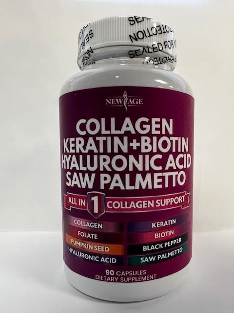 NEW AGE Collagen Pills with Biotin, Keratin & Saw Palmetto - 90 Count (Pack of 2)