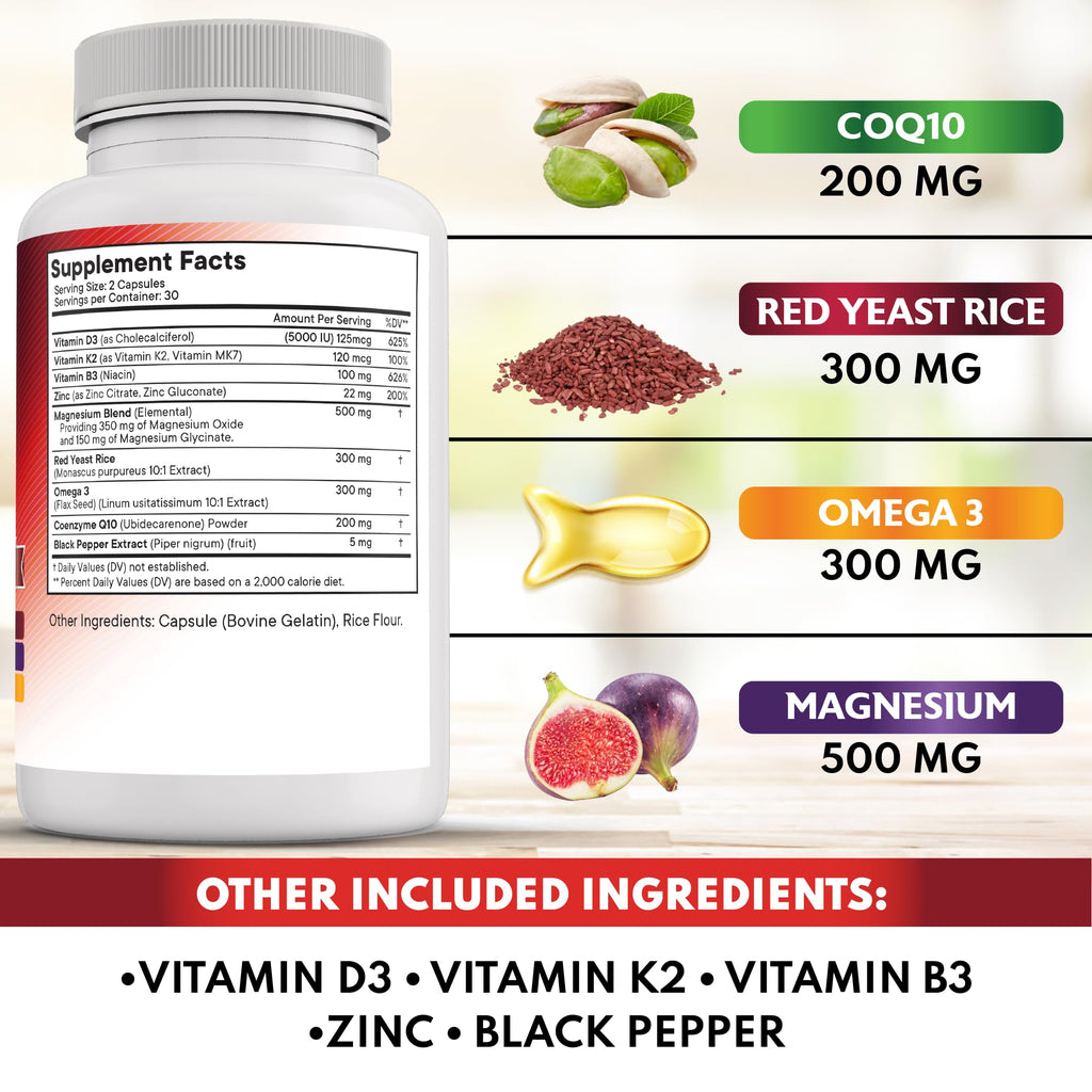 New Age CoQ10 200mg with Red Yeast Rice & Omega-3-6-9 – 120 Count