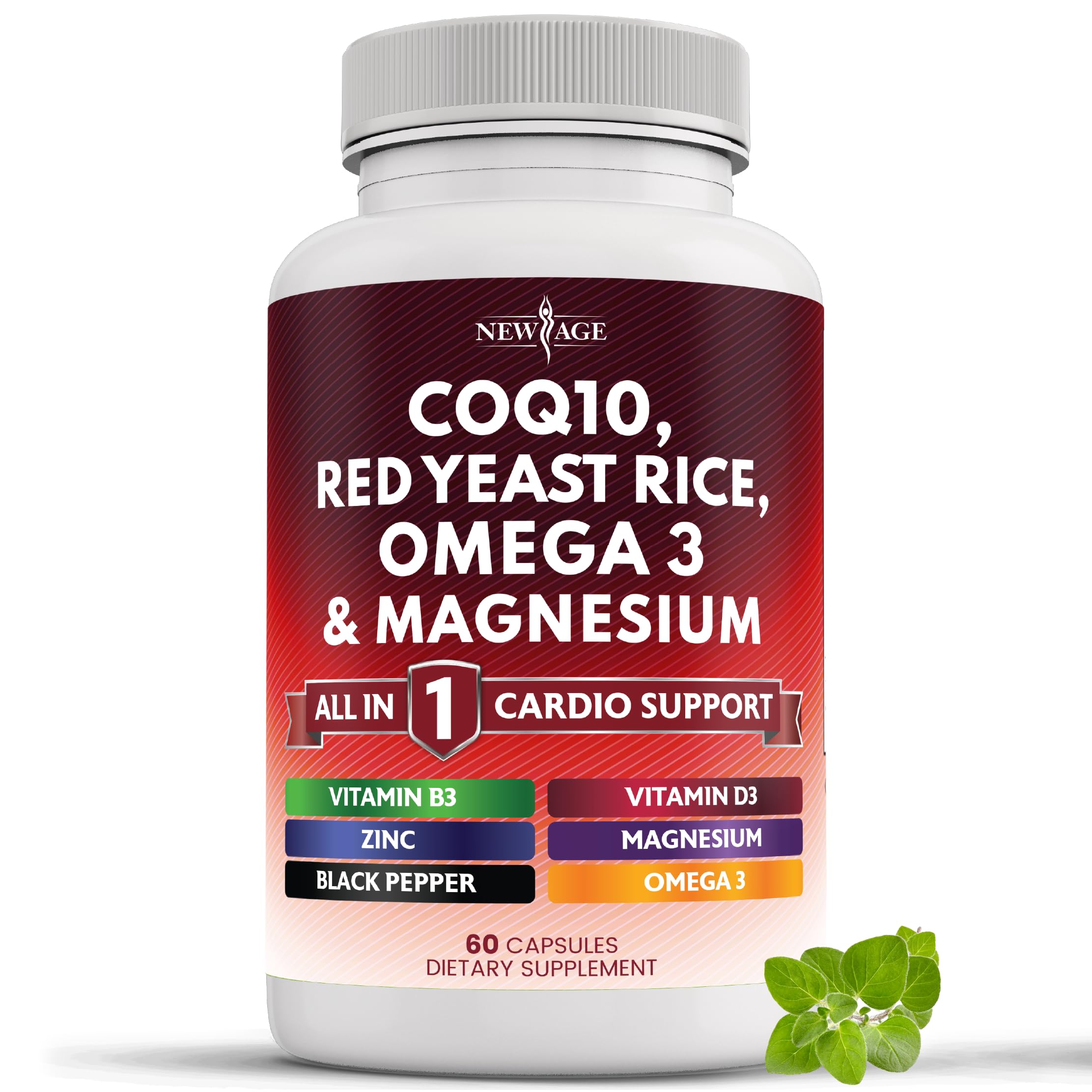 New Age CoQ10 200mg with Red Yeast Rice - Heart Health Support (60 Count)
