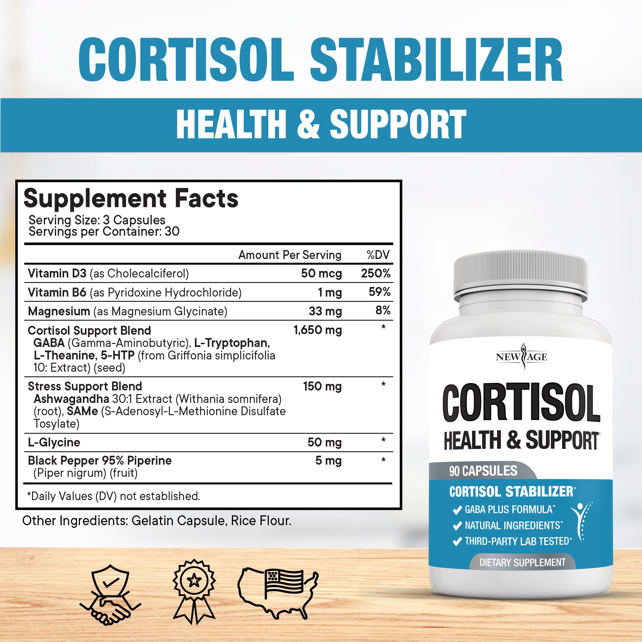 NEW AGE Cortisol Supplement for Women – All-in-1 Cortisol Detox (180 Count)