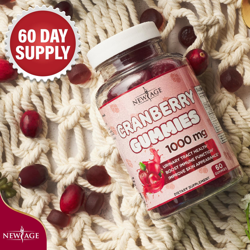 NEW AGE Cranberry Gummies Urinary Tract Health - 1000mg - Vegetarian, 60 Gummies