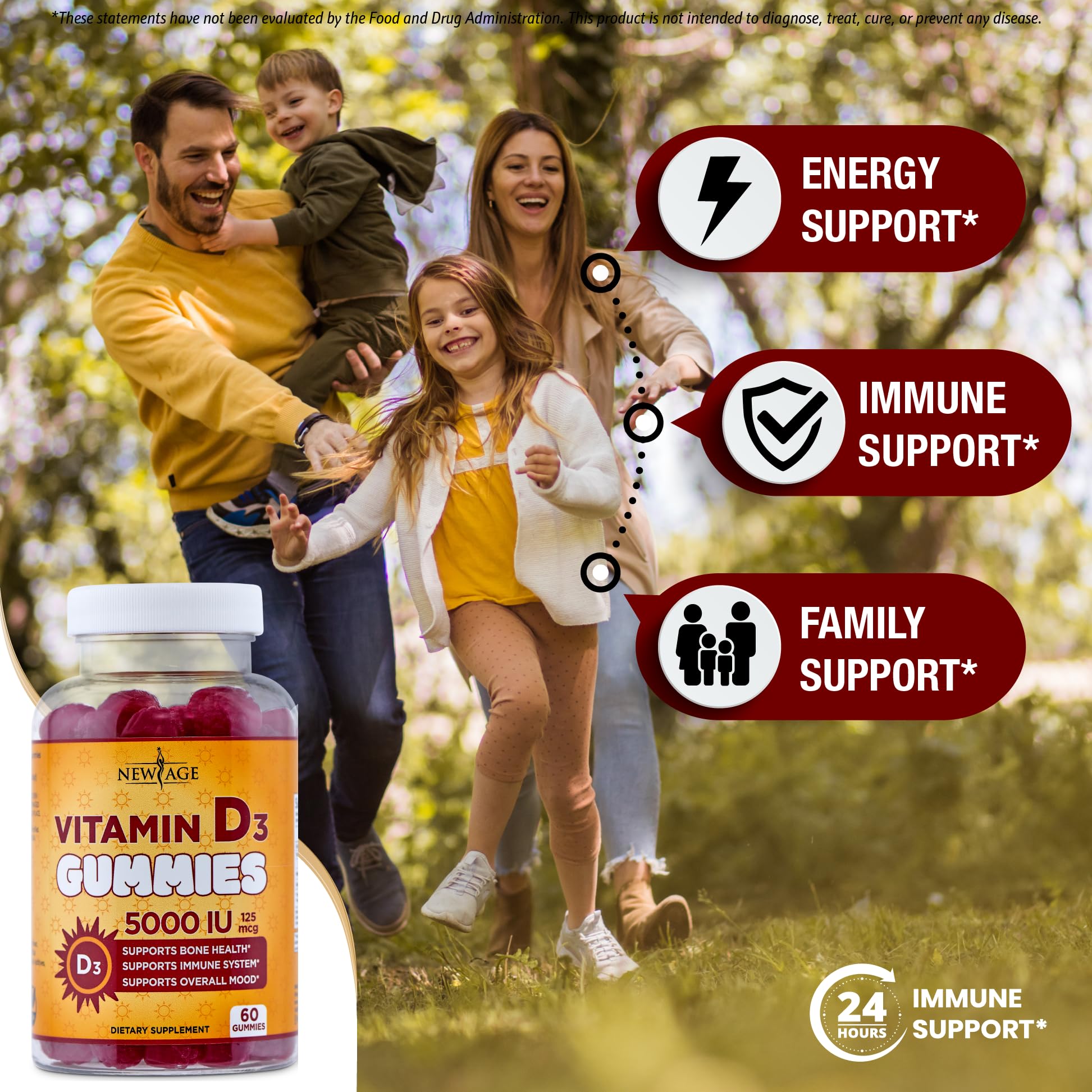 NEW AGE Vitamin D3 5000 IU Gummies - Immune & Bone Health