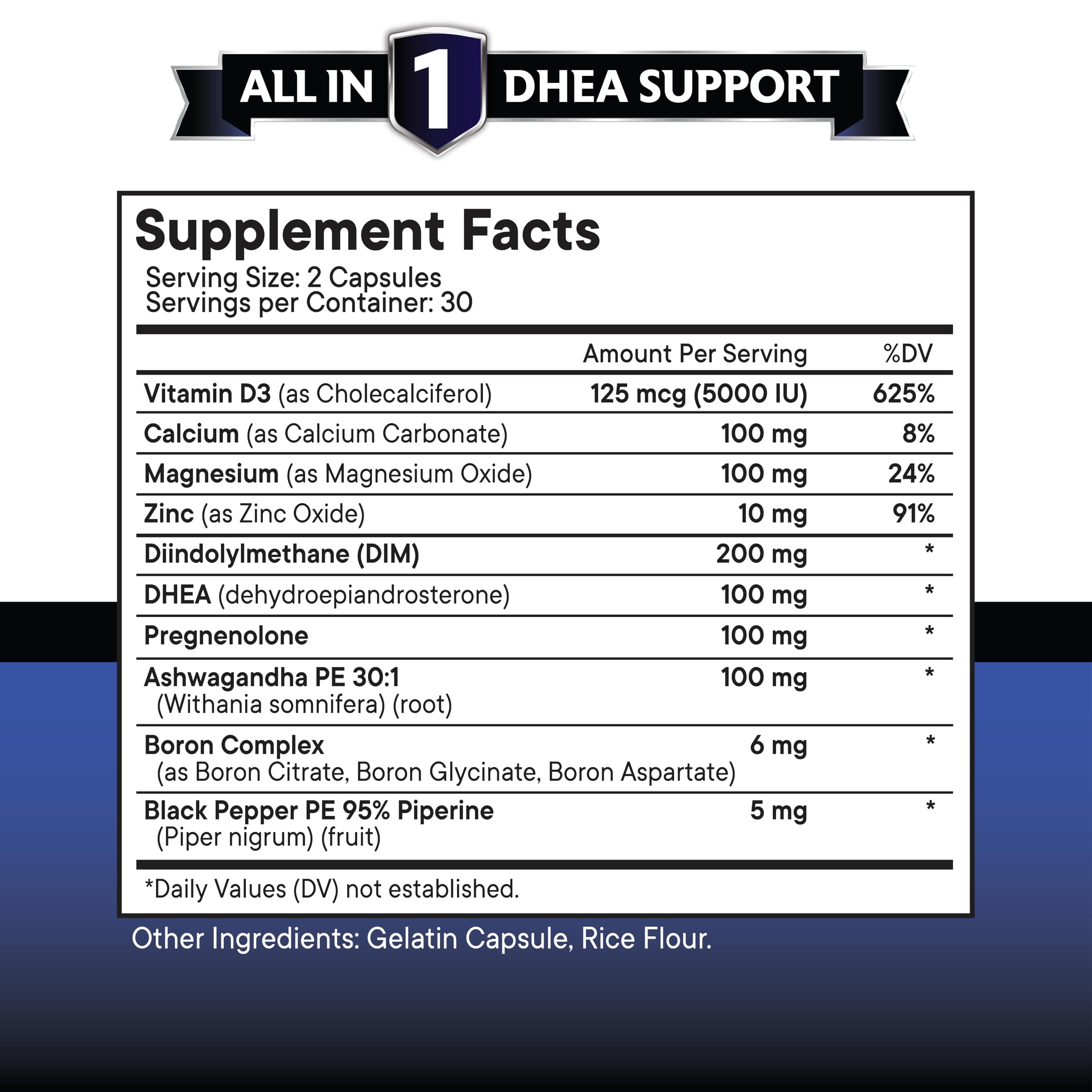 NEW AGE DHEA Supplement - Pregnenolone for Men & Women with DIM, Vitamin D3 5000 IU - 120 Count