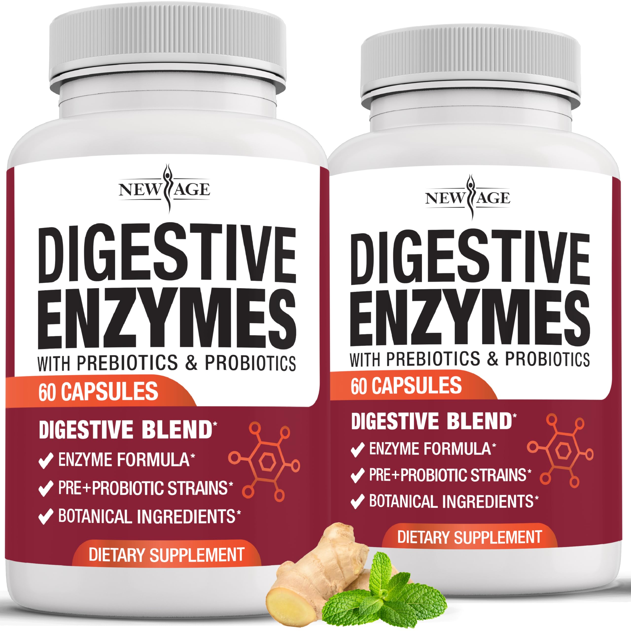 New Age Digestive Enzymes for Gut Health – Probiotic + Lipase Blend