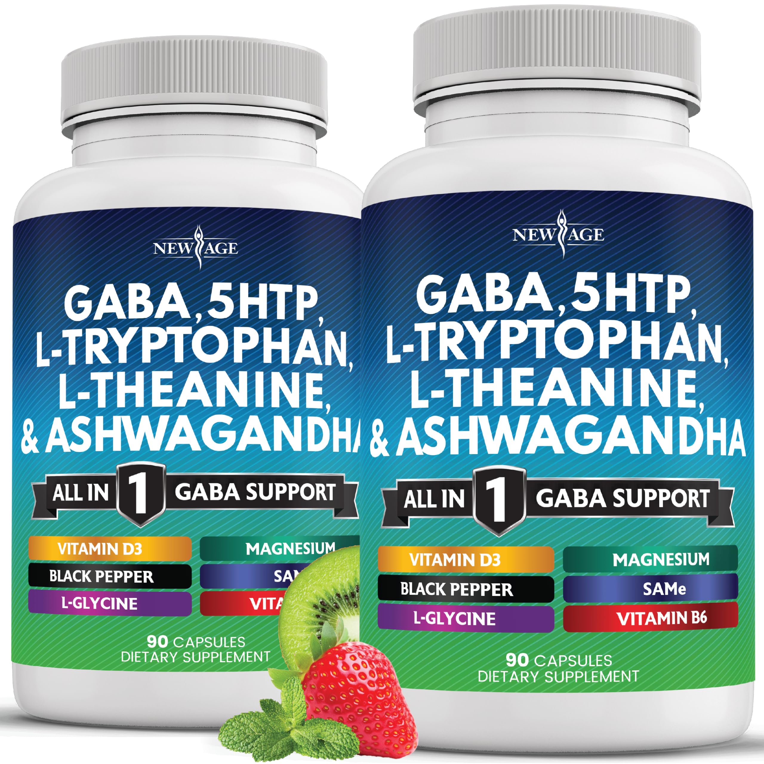 NEW AGE GABA 750mg with 5-HTP & L-Theanine 200mg - 180 Count