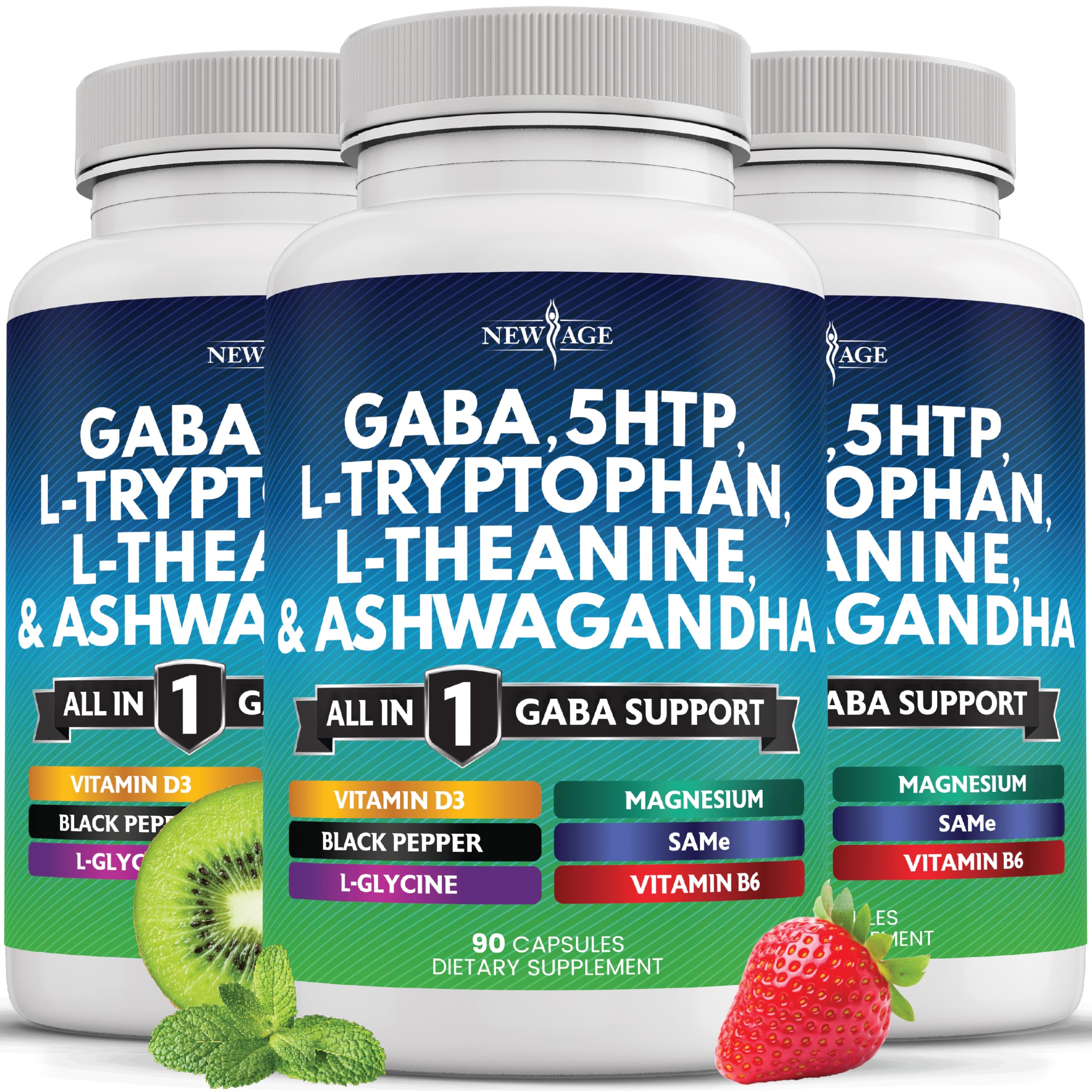 NEW AGE GABA 750mg + 5-HTP 200mg – All-in-One Mood & Calm Support (270 Count)