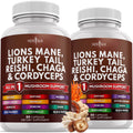 NEW AGE Lions Mane Mushroom Supplement with Turkey Tail, Reishi, Cordyceps, Chaga + Marshmallow Root – 120 Count