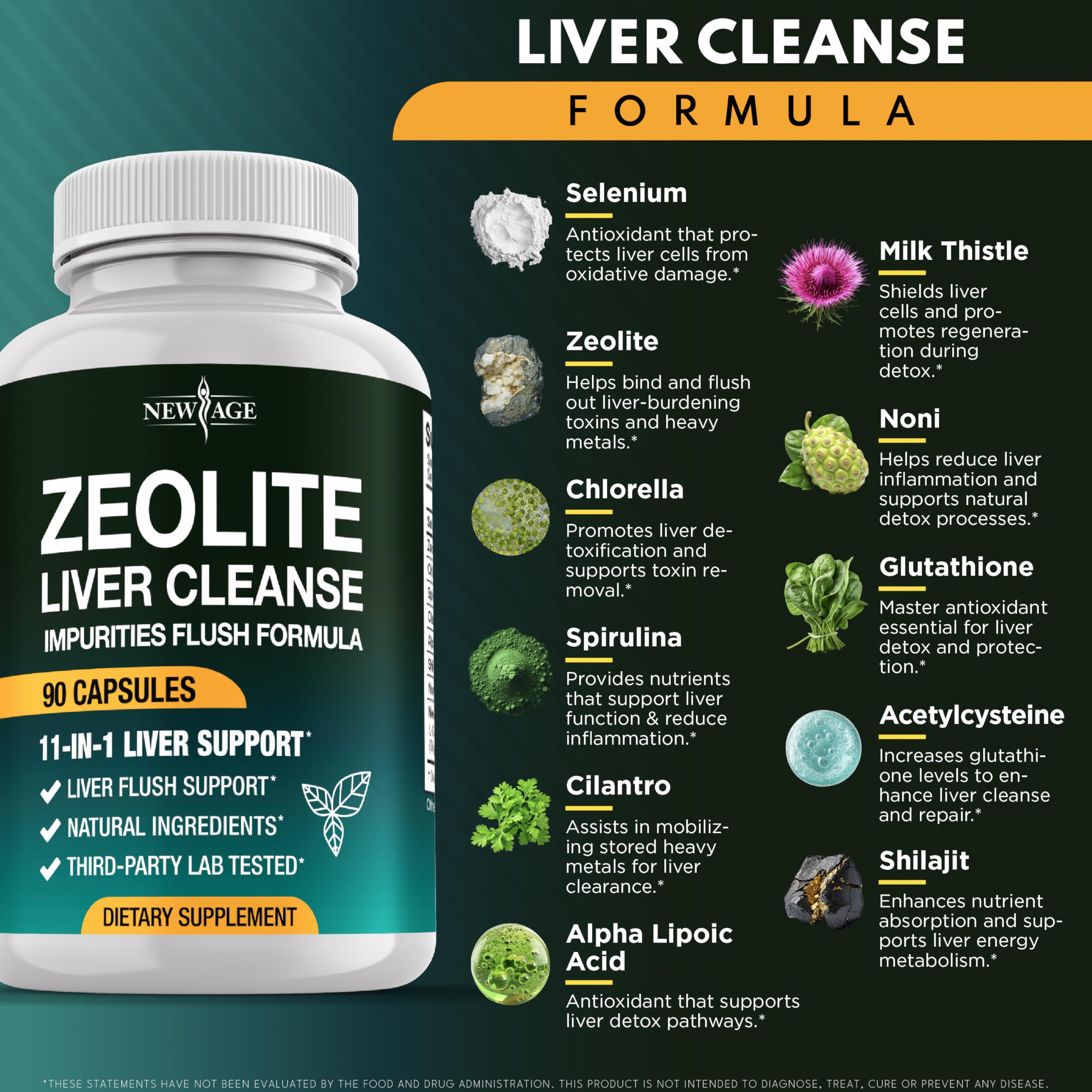 NEW AGE Liver Cleanse & Repair – 11-in-1 Detox for Heavy Metals & Gut Health (180 Count)