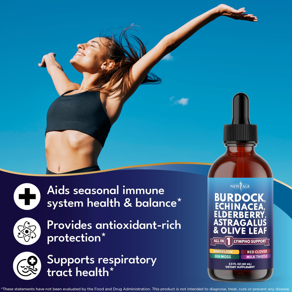 NEW AGE Lymphatic Drainage Drops – Burdock Root & Herbal Immune Support (4 oz)