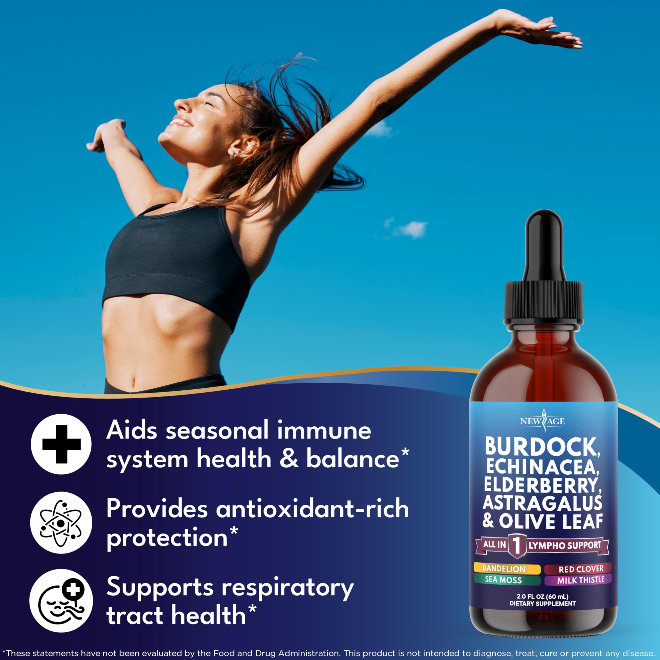NEW AGE Lymphatic Drainage Drops – Burdock Root & Herbal Immune Support (4 oz)