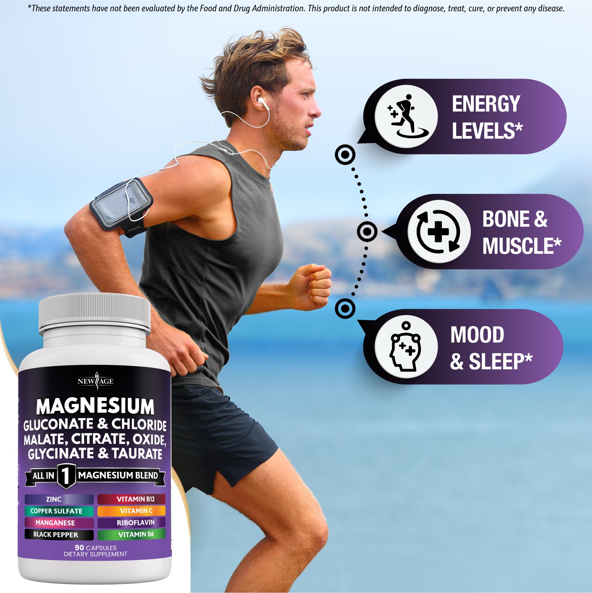 NEW AGE Magnesium Complex Supplement – 270 Count for Bone & Joint Support