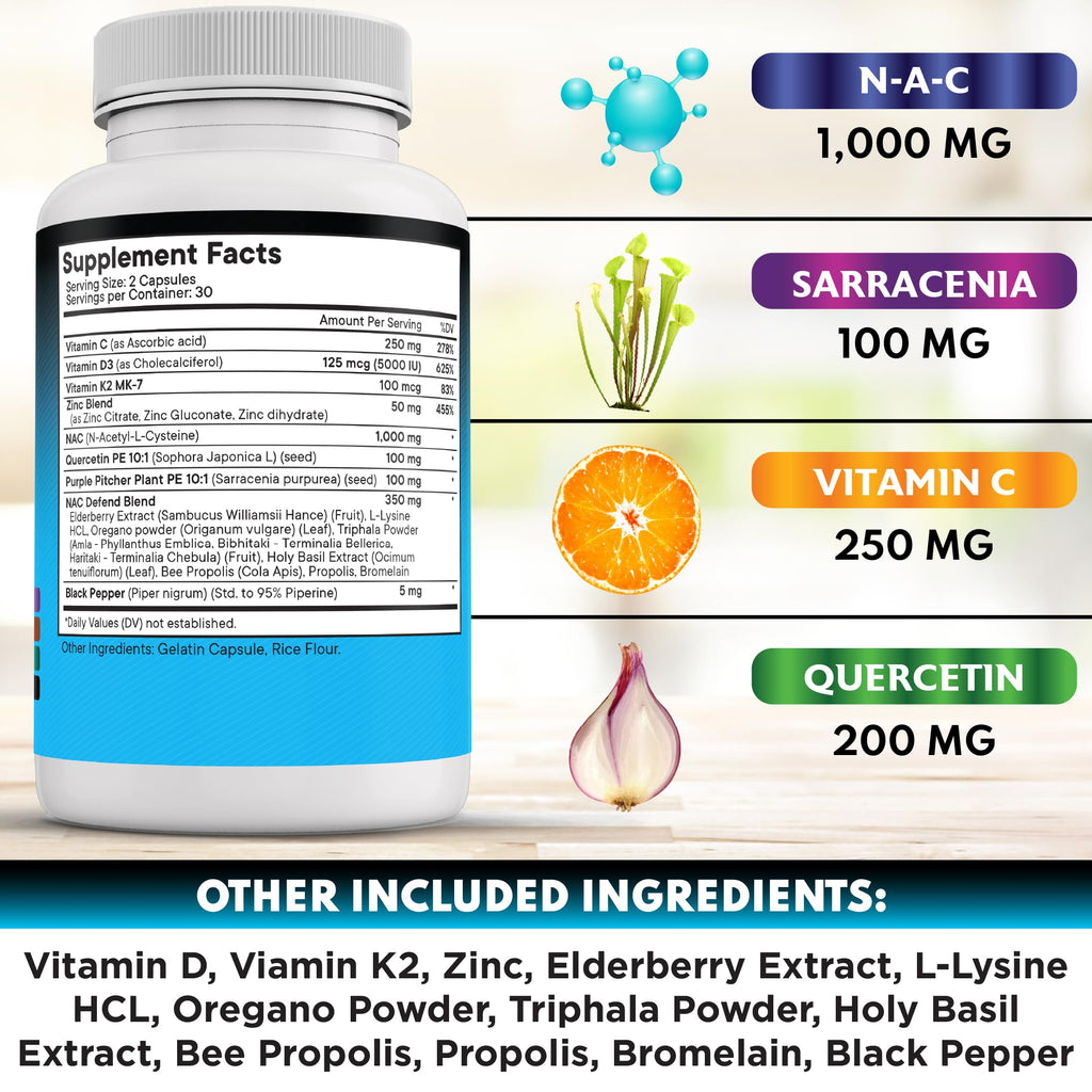 New Age NAC Supplement – N-Acetyl Cysteine with D3 & K2 | 60 Count