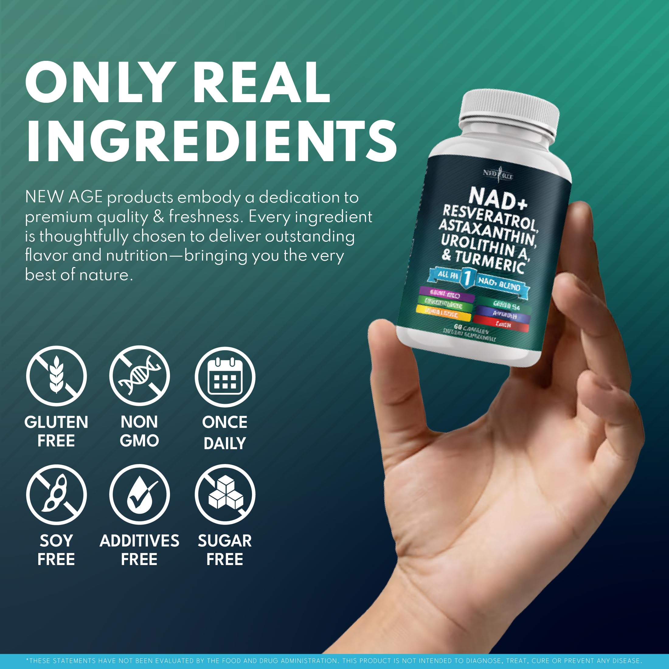 NAD+ Supplement with Astaxanthin, Urolithin A, Resveratrol & CoQ10 | Cellular Energy & Mitochondrial Support | Vegan, Non-GMO | 60 Count