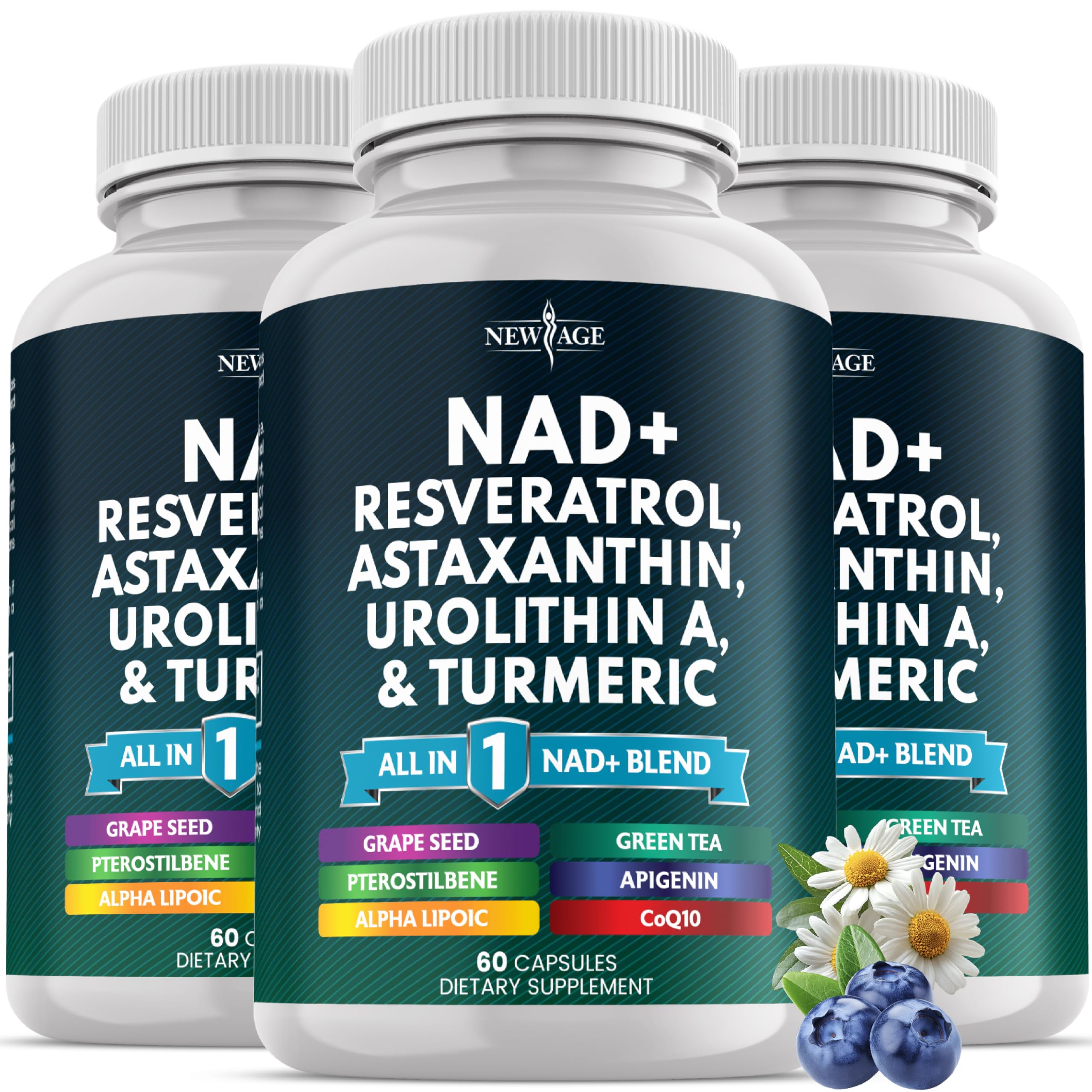 NEW AGE NAD+ Supplement – Astaxanthin, Urolithin A, Resveratrol, CoQ10 | Cellular Energy & Mitochondrial Support