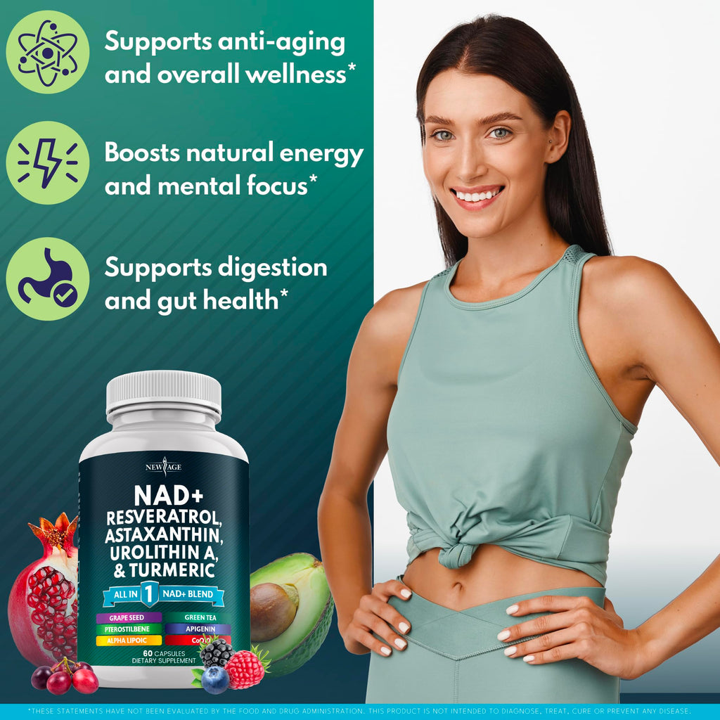 NEW AGE NAD+ Supplement - NAD+ Energy, Antioxidant Blend, Vegan