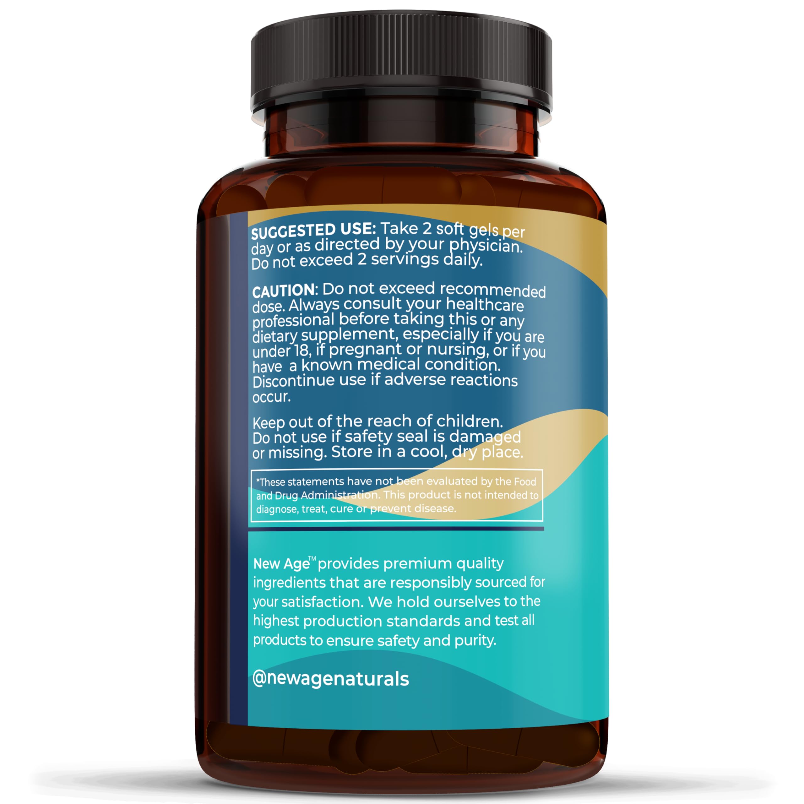 NEW AGE Omega 3 Fish Oil Supplement - Non-GMO, Gluten Free, EPA & DHA (270 Softgels, Pack of 3)