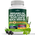 NEW AGE Oregano Oil Garlic Extract Olive Leaf with Astragalus – 60 Count