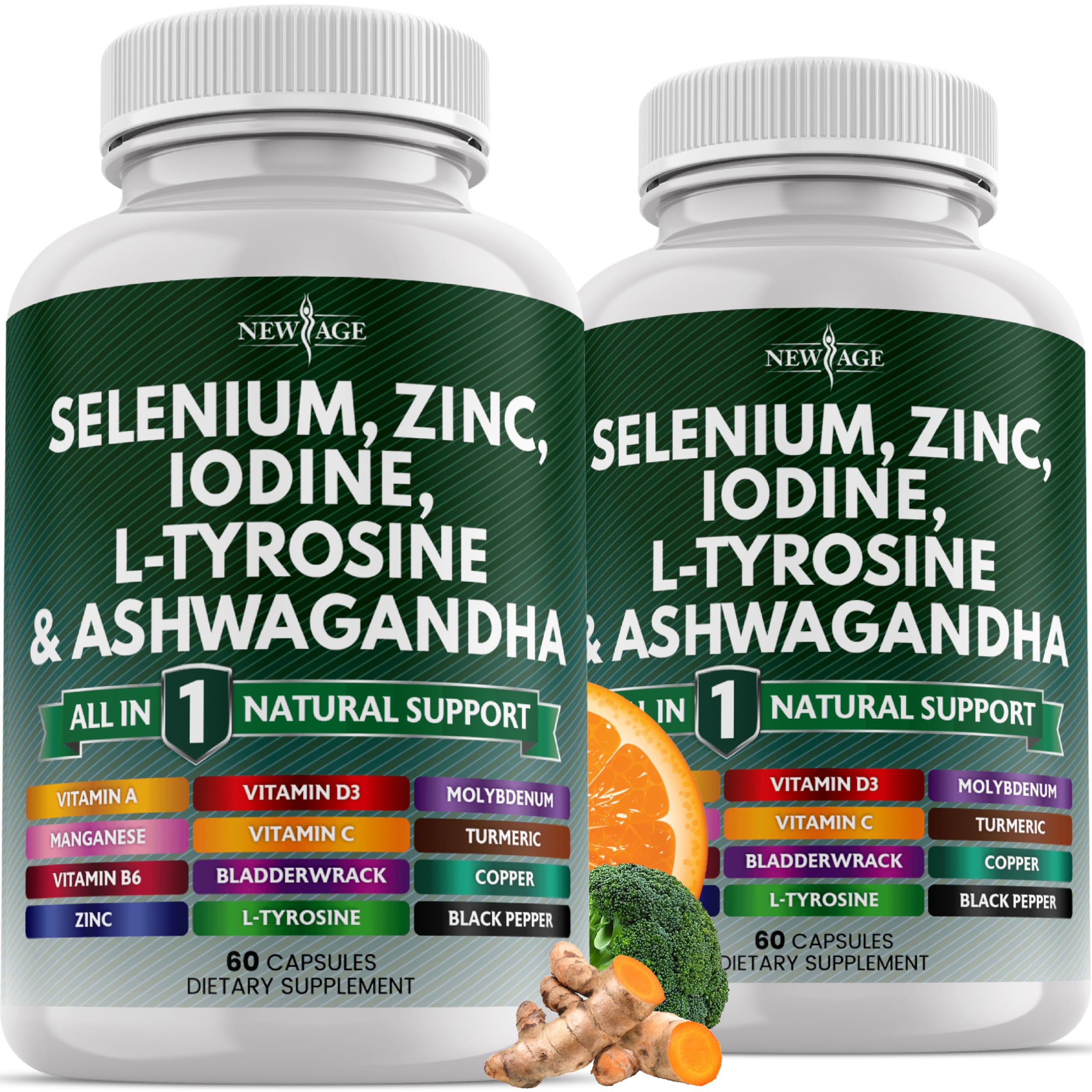 New Age Selenium, Zinc, Iodine, L-Tyrosine & Ashwagandha - 120 Count Supplement