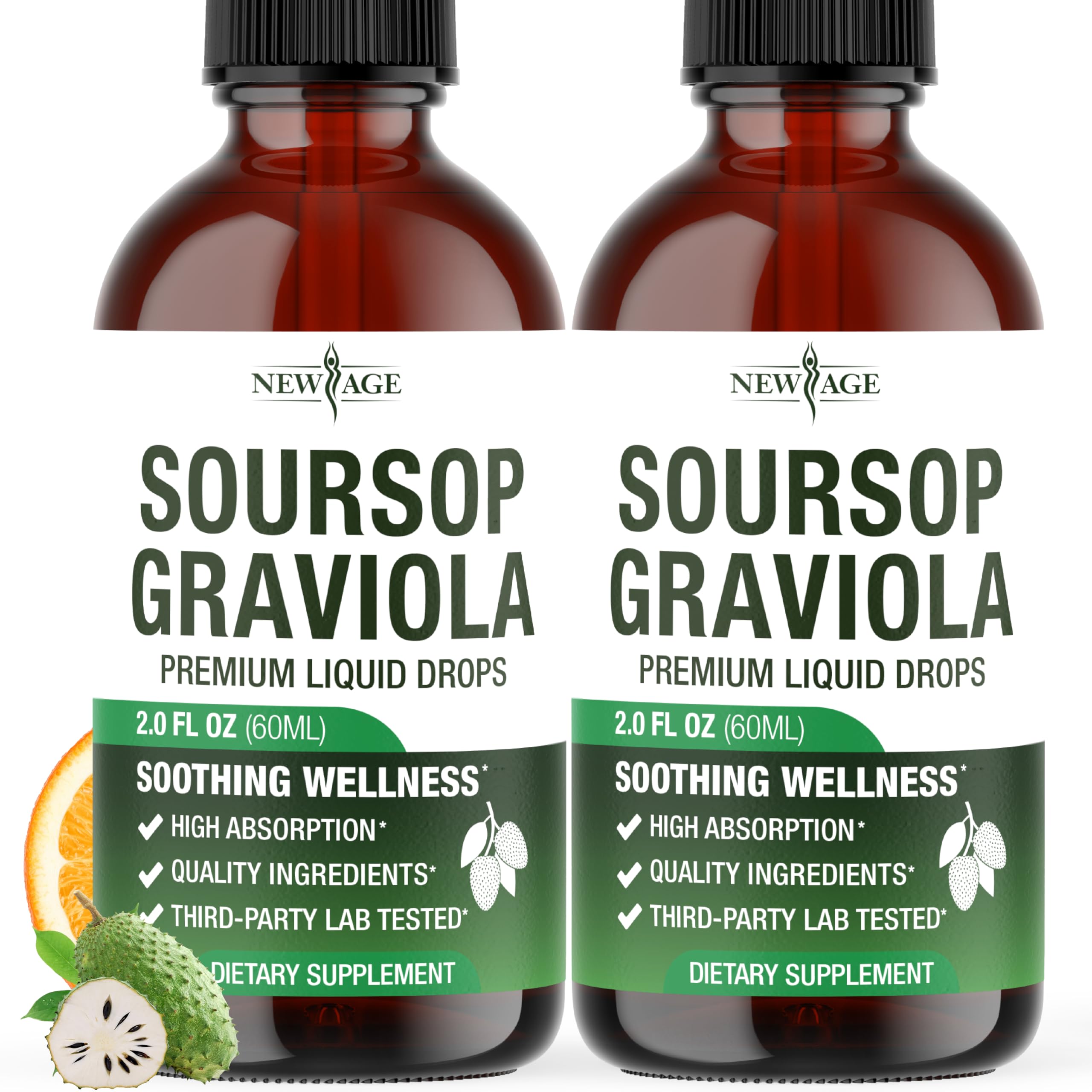 NEW AGE Soursop Drops - Immune Support Soursop Liquid with Elderberry & Vitamin C | 4 oz