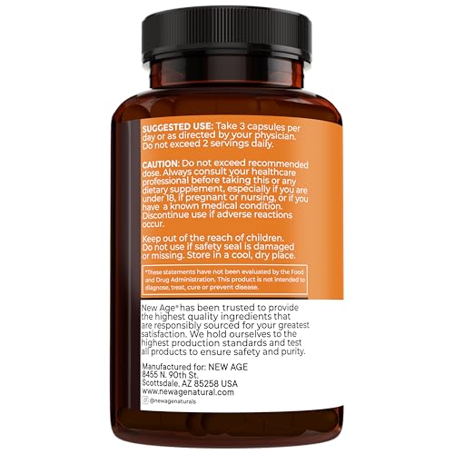 NEW AGE Turmeric Curcumin with Bioperine – 95% Curcuminoids, 90 Count, Non-GMO, Gluten Free