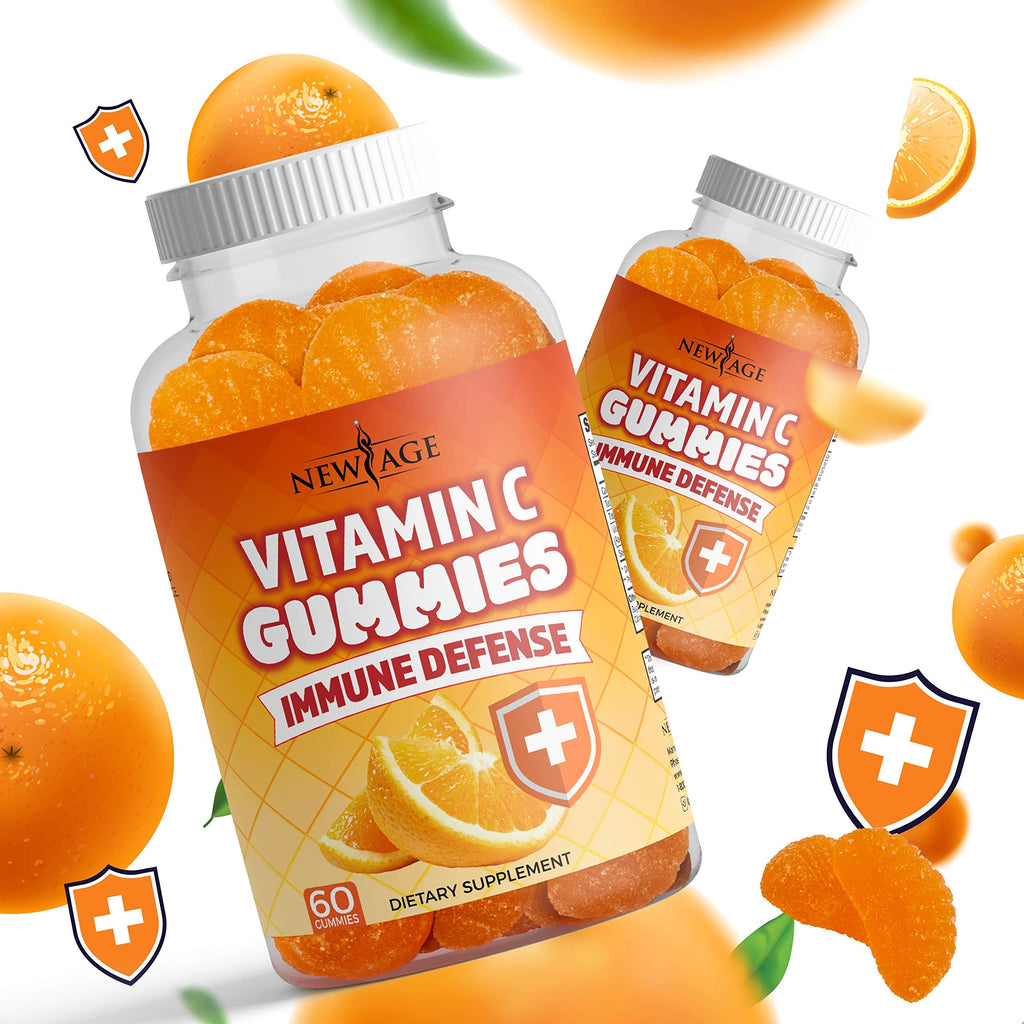 NEW AGE Vitamin C Gummies – Orange Flavor, Vegetarian, Gluten-Free (180 Gummies)