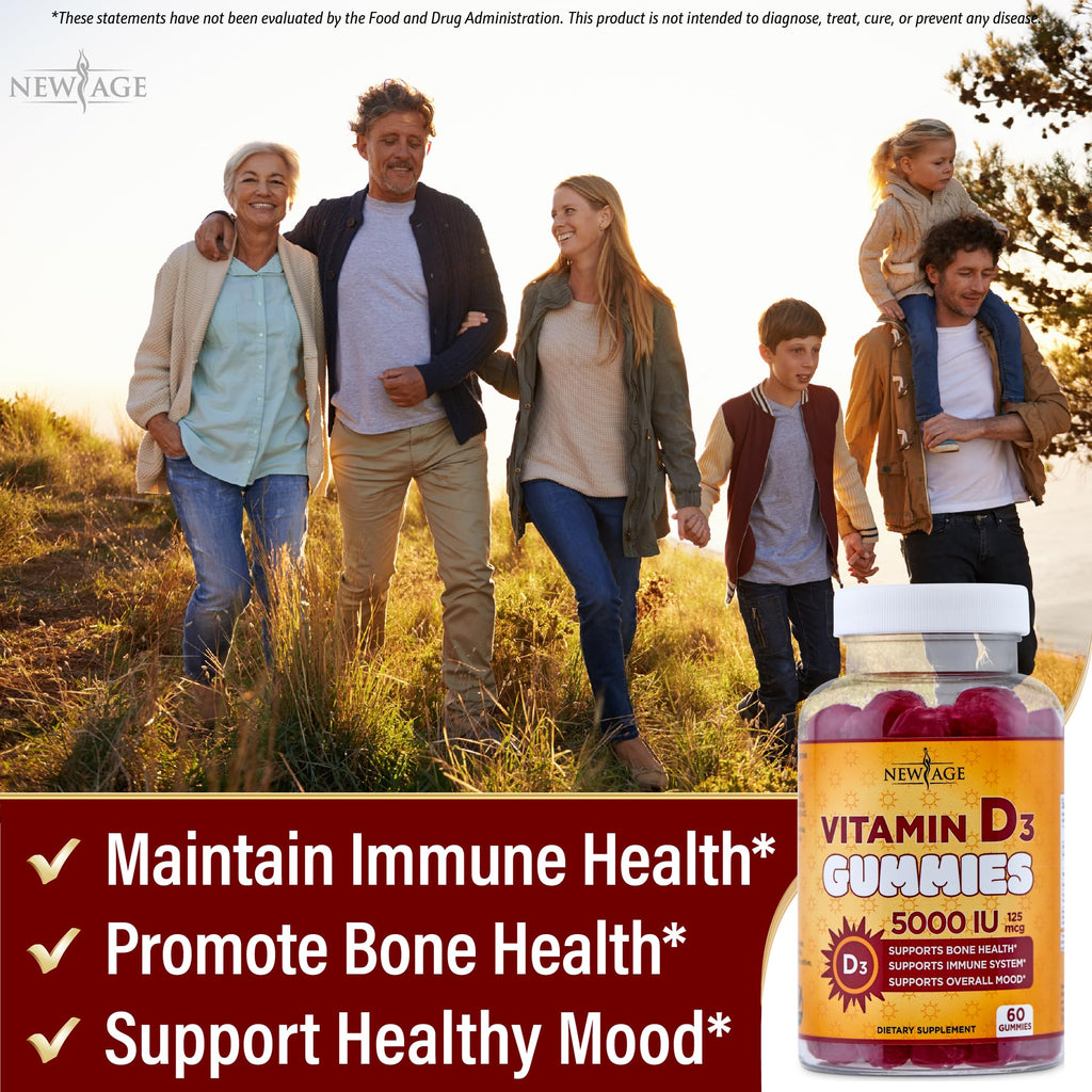 NEW AGE Vitamin D3 5000 IU Gummies - Immune & Bone Health