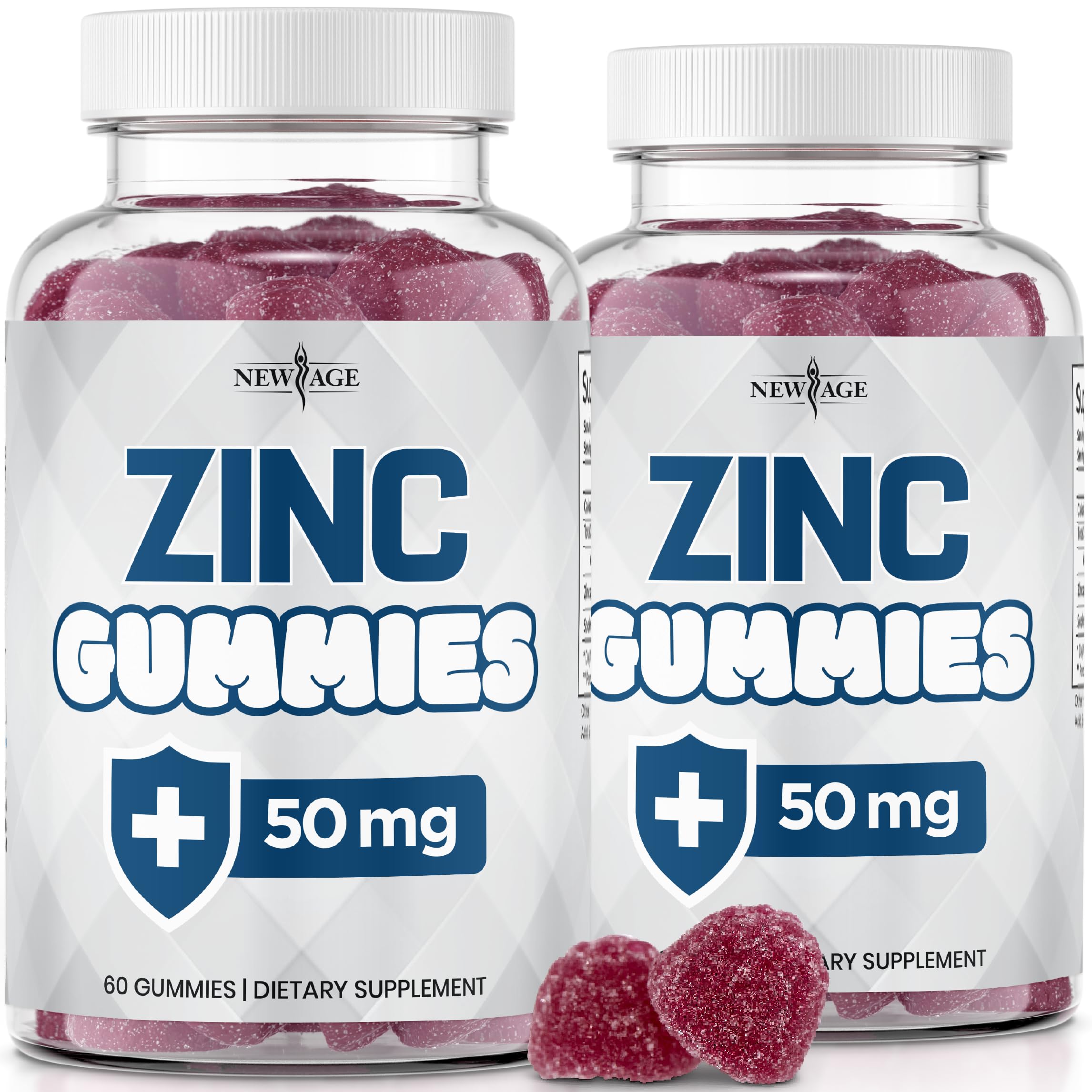 NEW AGE Zinc Gummies 2 Pack - 50mg Zinc Immune Support, Non-GMO | 120 Count