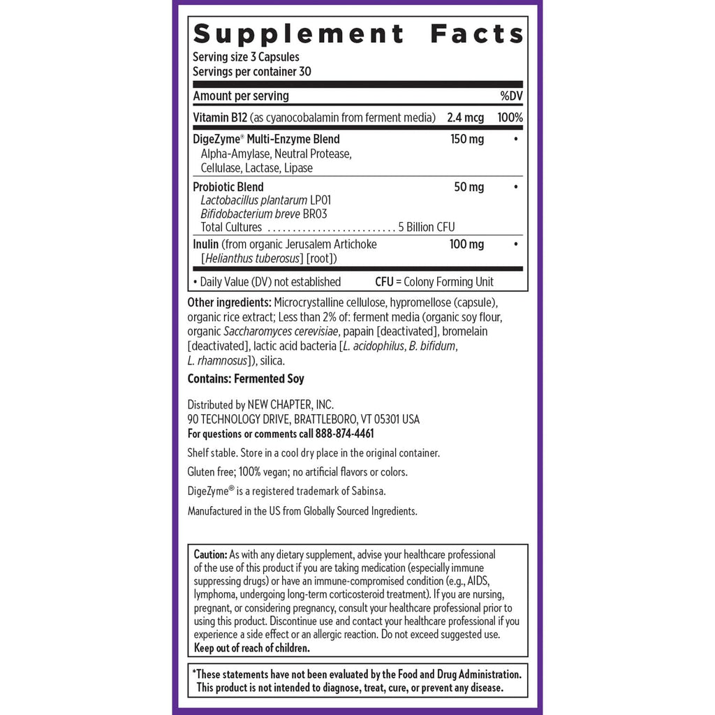 New Chapter All-Flora Enzyme Complex with Probiotics – Digestive Enzymes + Probiotics, 90 Vegan Capsules