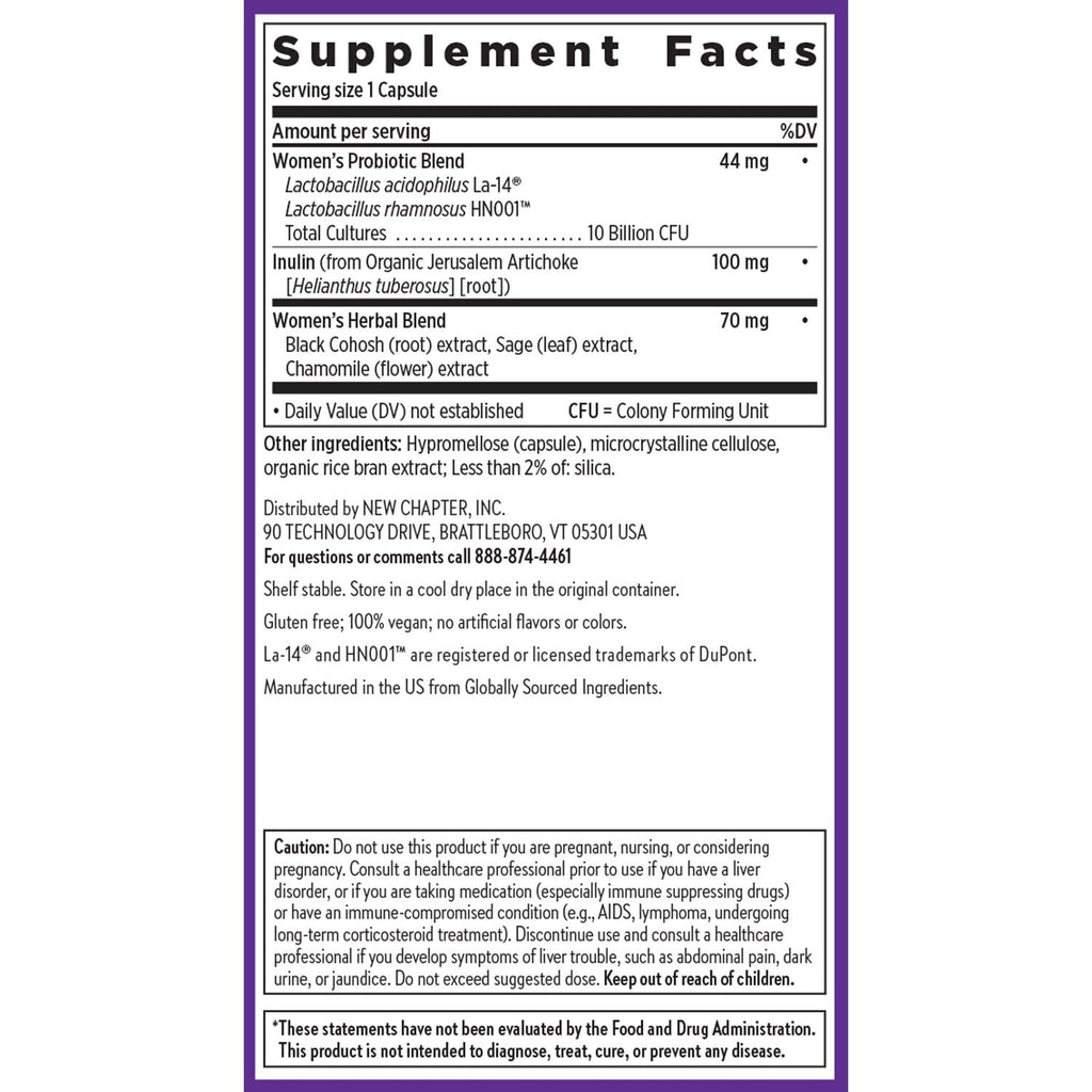 New Chapter All-Flora Probiotic Menopause Balance – 10B CFU, Vegan, Black Cohosh