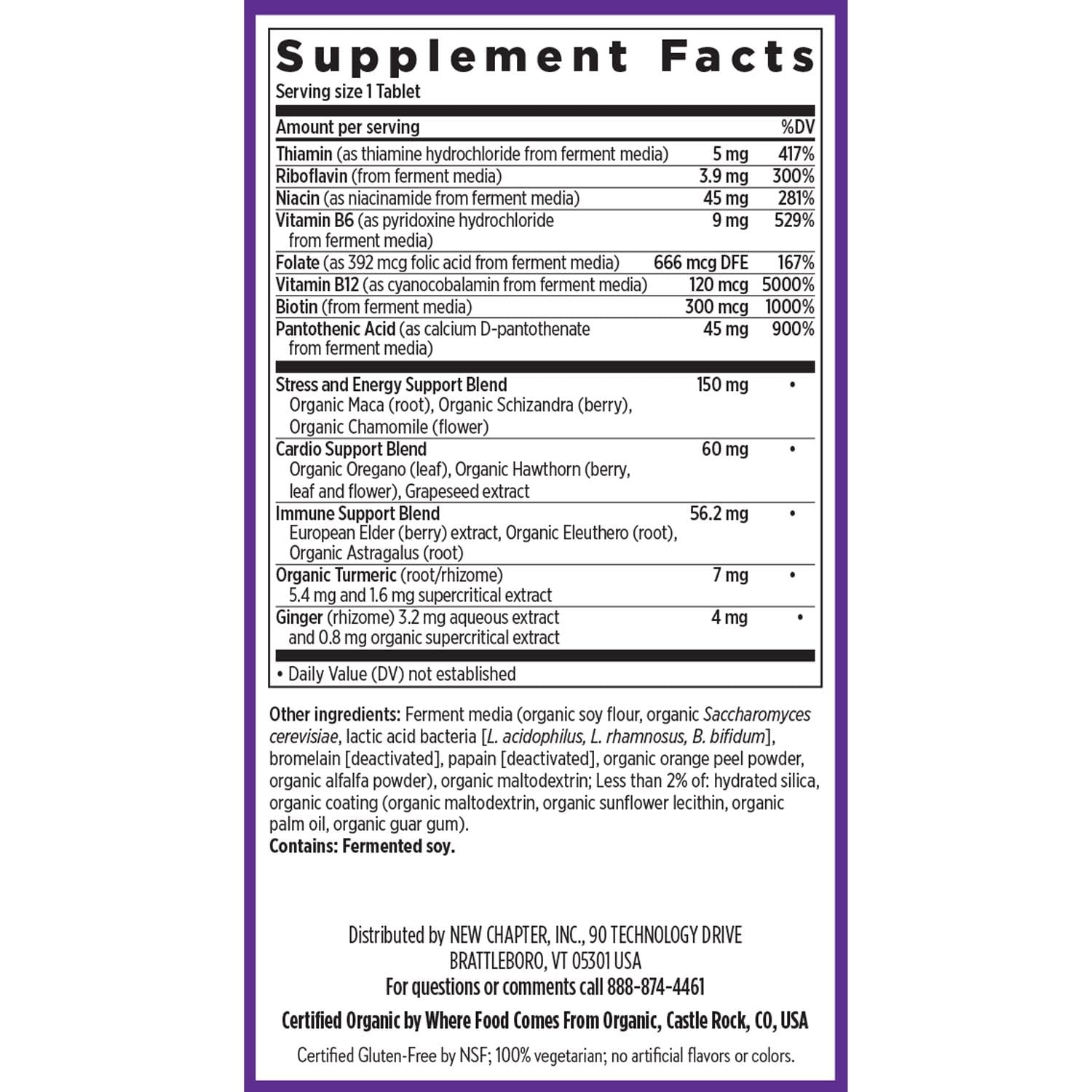 New Chapter Fermented Coenzyme B Complex – Organic B Vitamins (B12, B6, Biotin) 30 ct