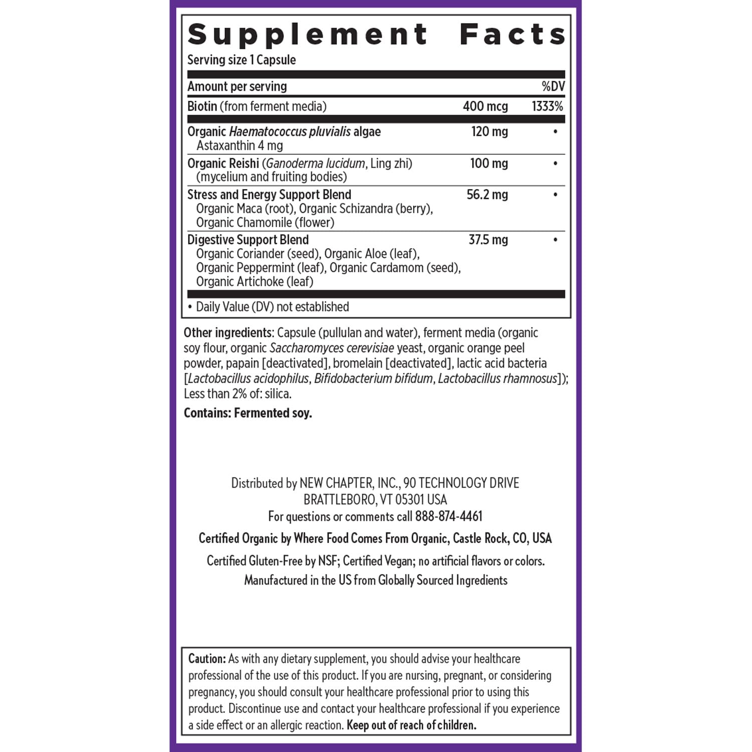 New Chapter Biotin Supplement - Vegan Hair Skin & Nails with Fermented Biotin + Astaxanthin - 60 Count
