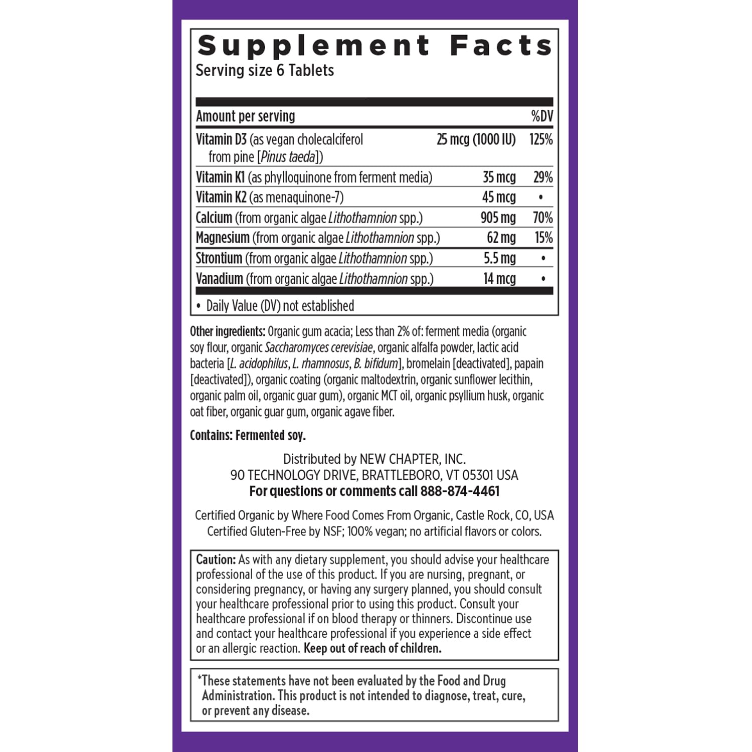 New Chapter Calcium Supplement – Organic Plant Calcium with D3 & K2, Tiny Tabs (240)