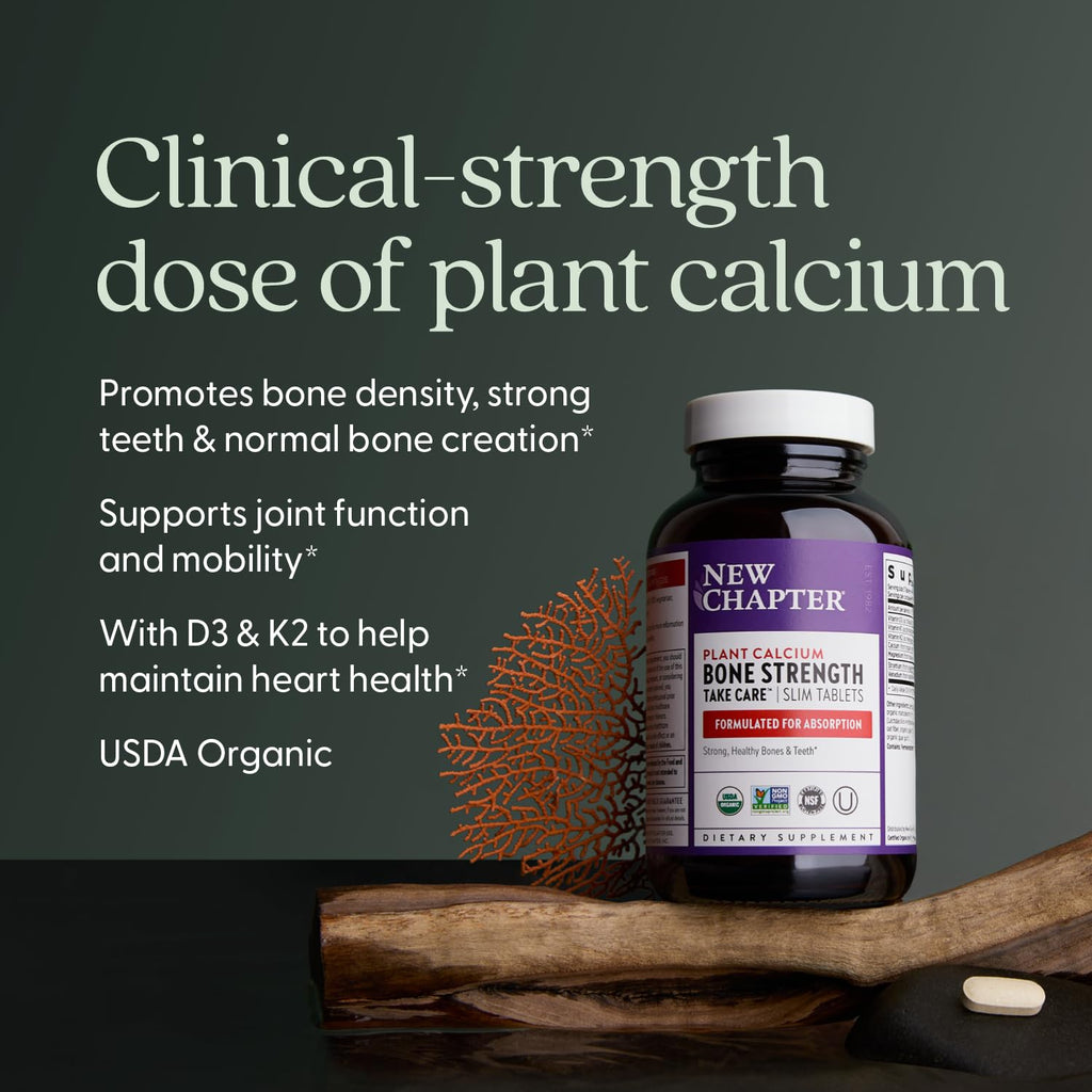 New Chapter Calcium Supplement – Organic Plant Calcium + D3/K2, 60 Count