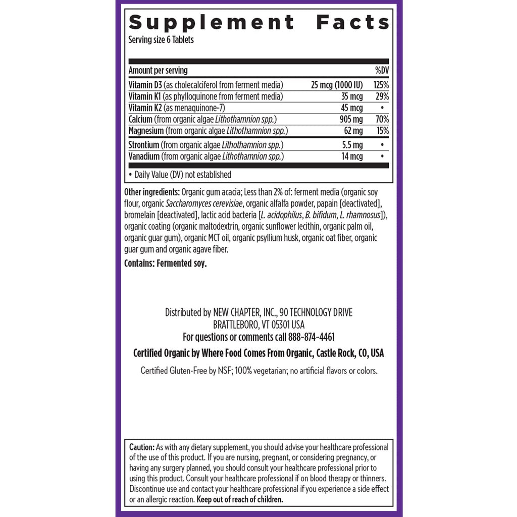 New Chapter Calcium Supplement – Organic Plant Calcium with D3 & K2, Tiny Tabs (240)