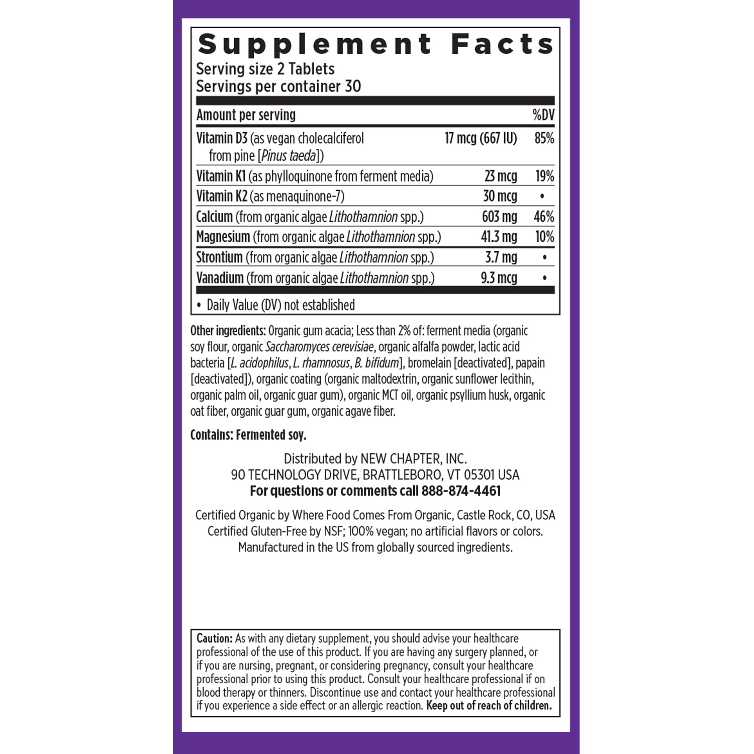 New Chapter Organic Plant Calcium for Women Under 40 — D3, K2 & Mg | 60 Count