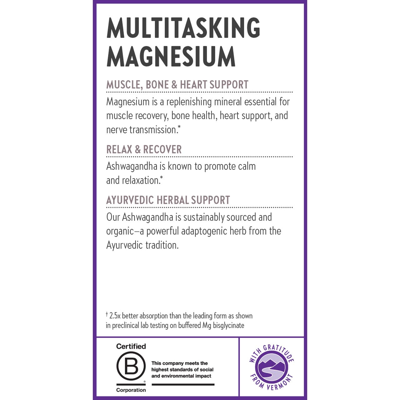 New Chapter Magnesium + Ashwagandha Supplement - 325 mg, 60 ct, 2-Month Supply | 2.5x Absorption