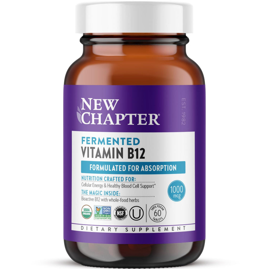 New Chapter Fermented Vitamin B12 1,000 mcg | USDA Organic, Vegan, Gluten Free - 60 Count