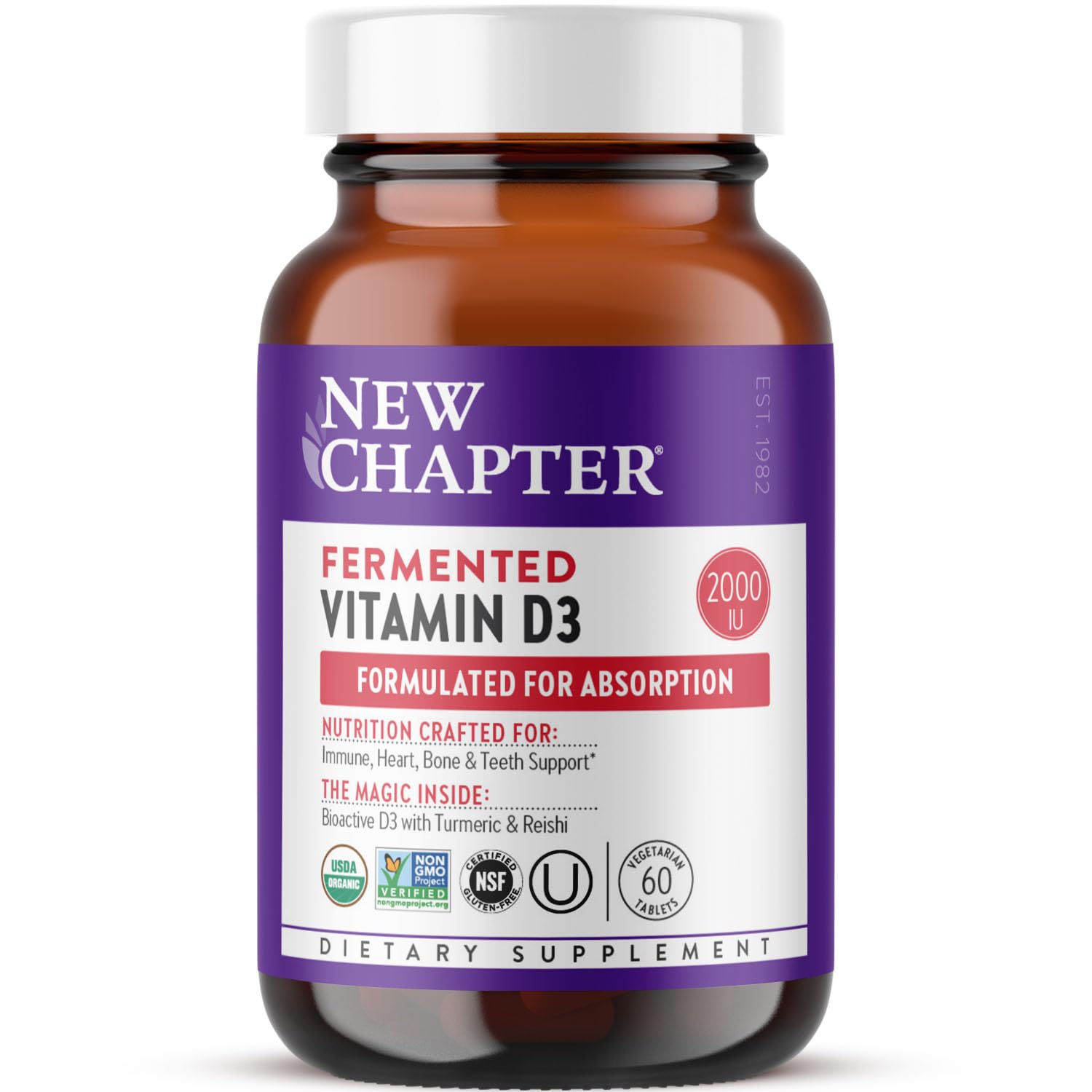 New Chapter Fermented Vitamin D3 2000 IU – Organic, ONE Daily with Turmeric & Reishi