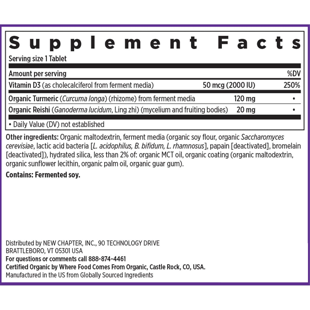 New Chapter Fermented Vitamin D3 2000 IU – Organic, ONE Daily with Turmeric & Reishi